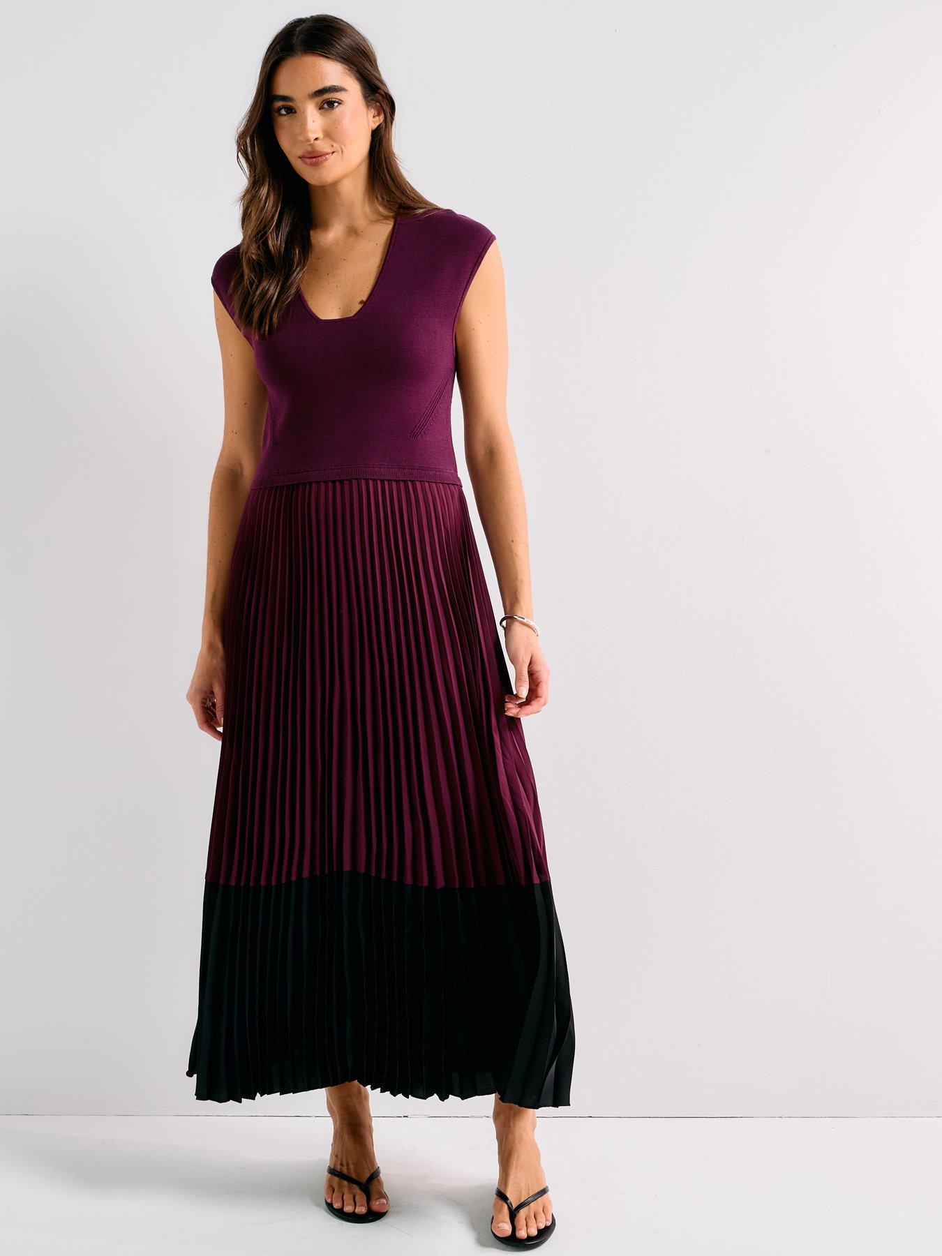 Image 3 of 6 of BOSS Flissani Knit Midi Dress - Dark Purple