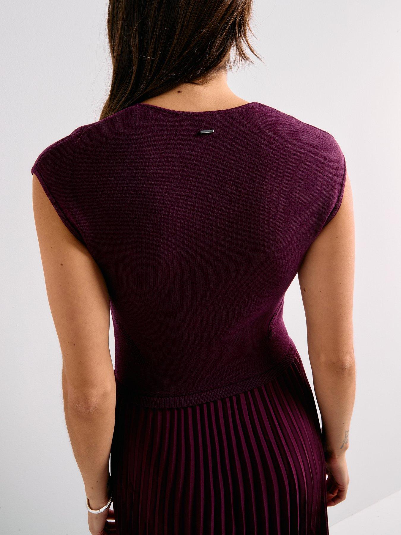 Image 4 of 6 of BOSS Flissani Knit Midi Dress - Dark Purple
