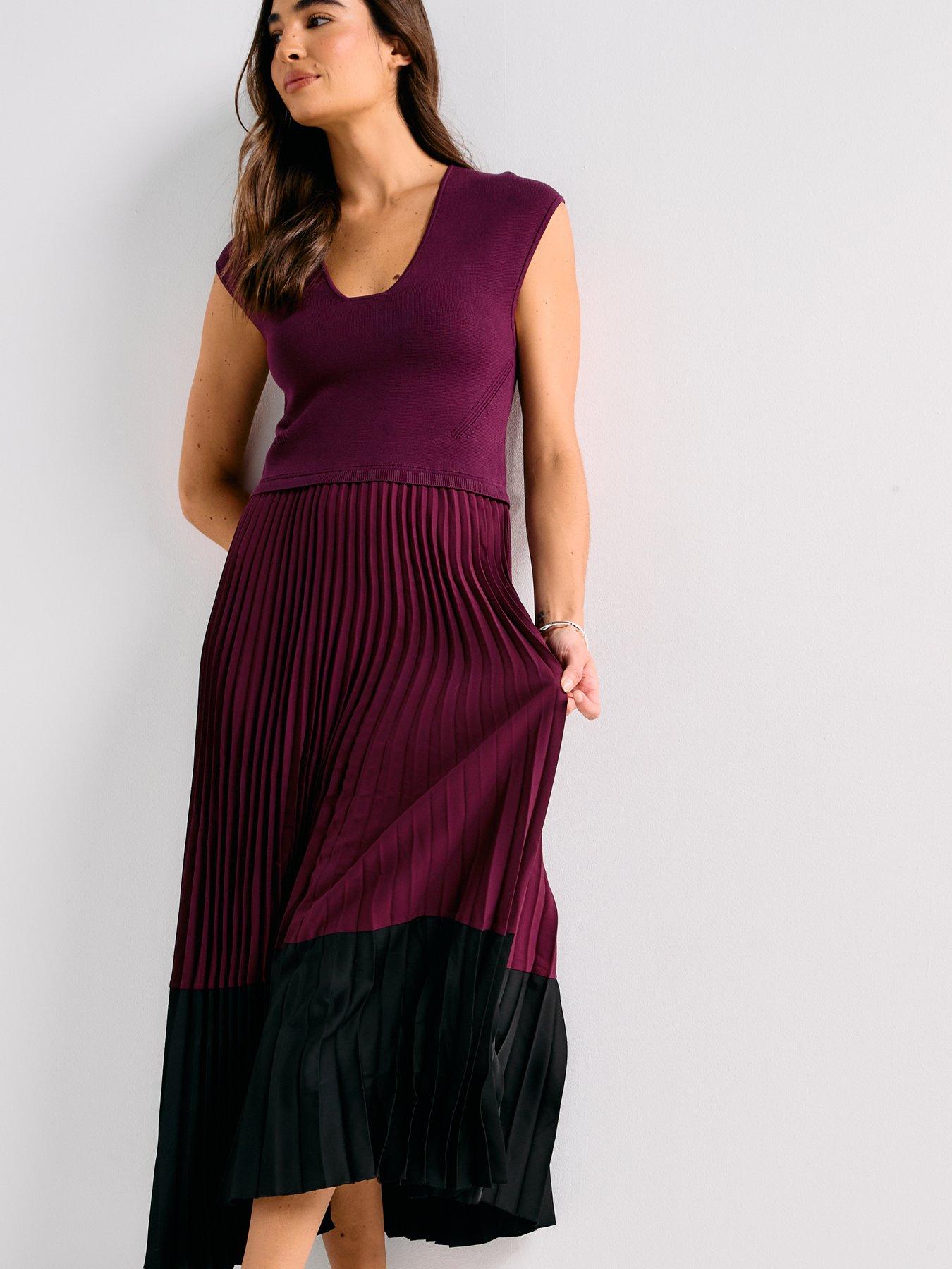 Image 5 of 6 of BOSS Flissani Knit Midi Dress - Dark Purple