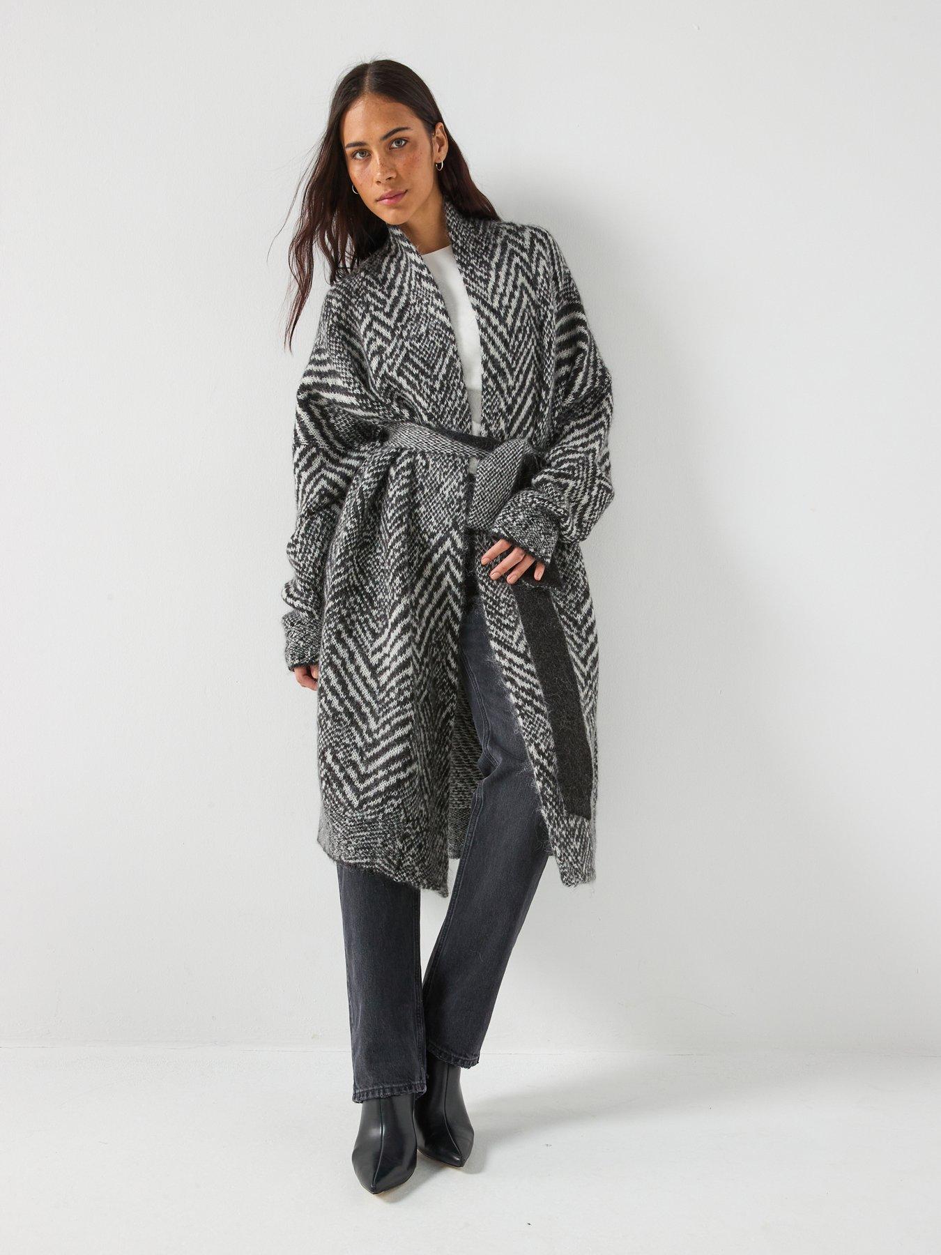  image of boss-fabrinta-long-line-knitted-cardigan-multi