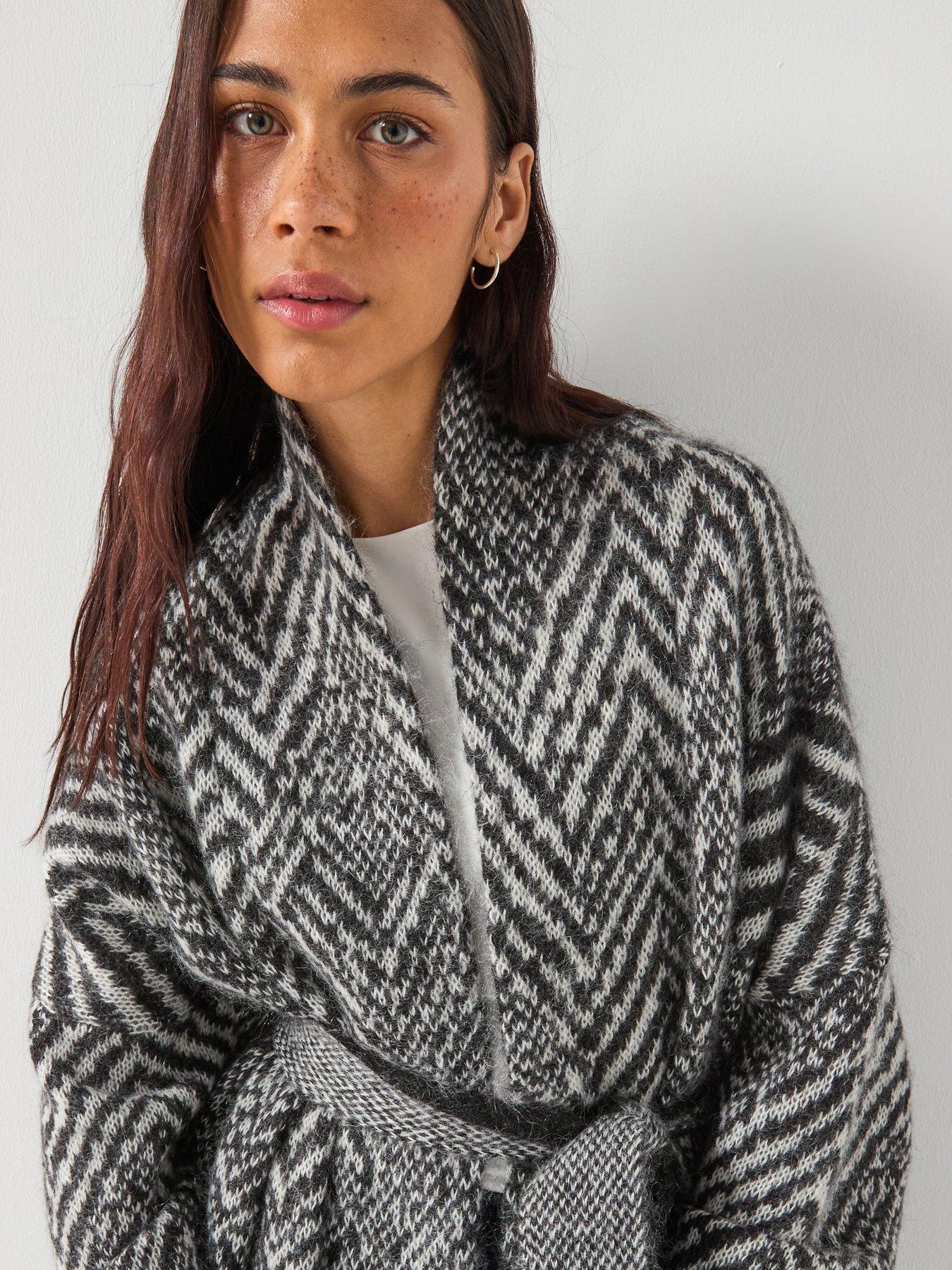  image of boss-fabrinta-long-line-knitted-cardigan-multi
