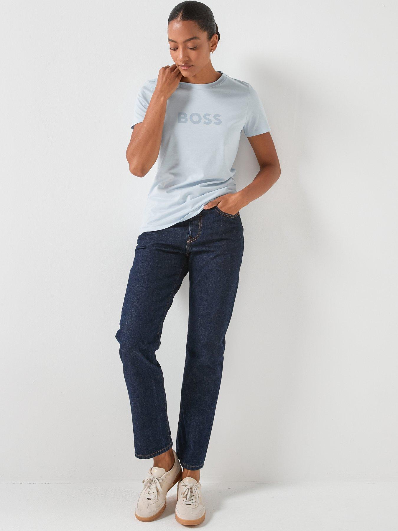  image of boss-logo-t-shirt-pastel-blue