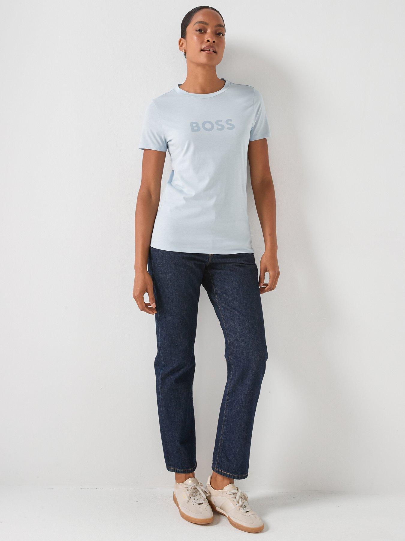 image of boss-logo-t-shirt-pastel-blue