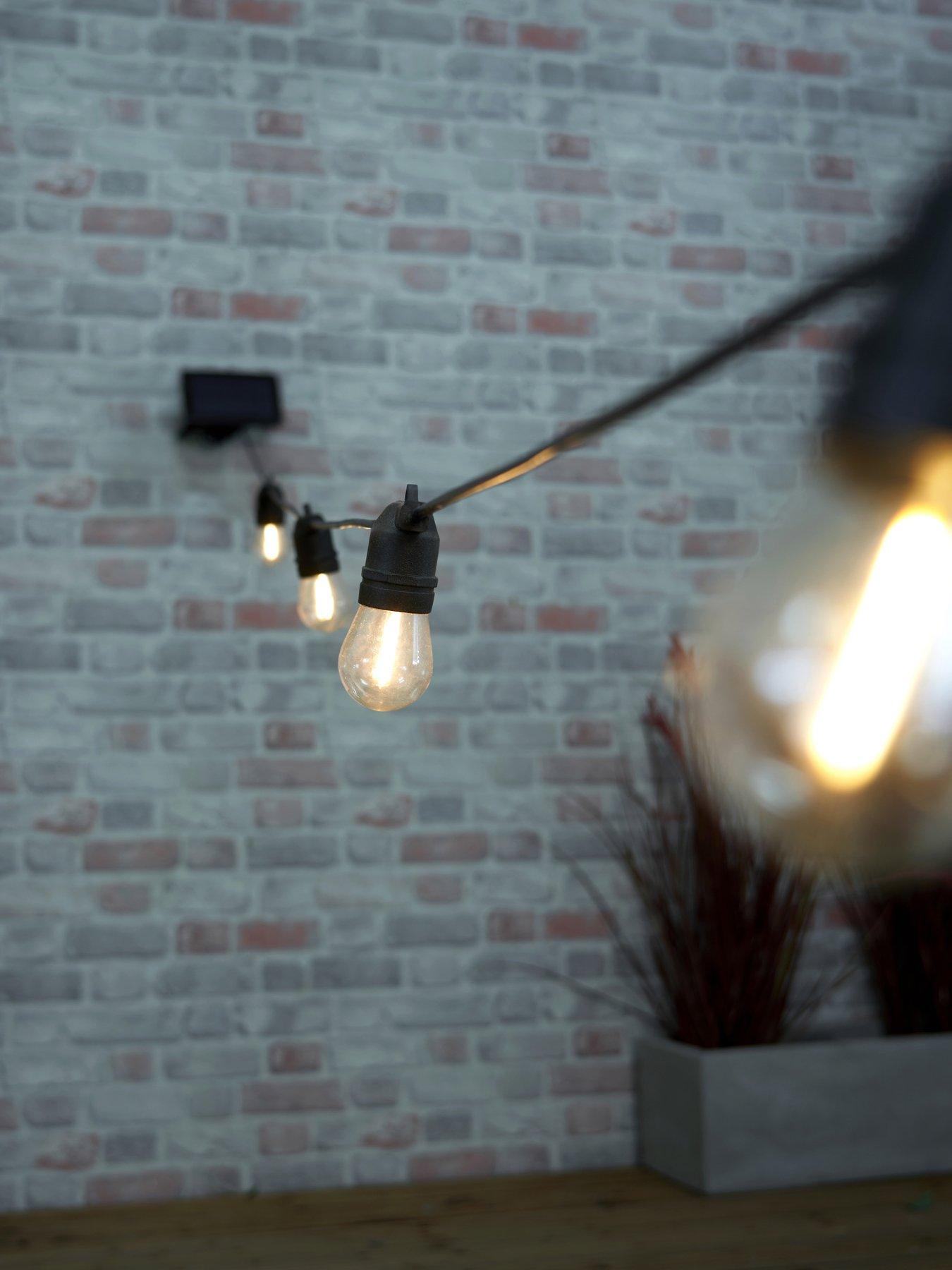 Image 1 of 6 of Wye IP44 Solar 10lt Festoon w 0.5w E27 Lamps Black - 10m overall length
