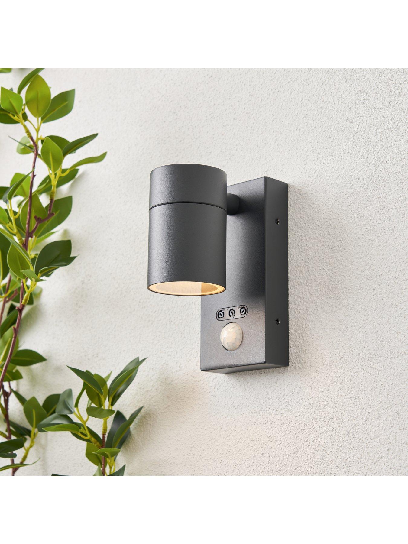 Image 1 of 6 of Leto IP65 1lt Fixed GU10 Wall Light w OR PIR Anth