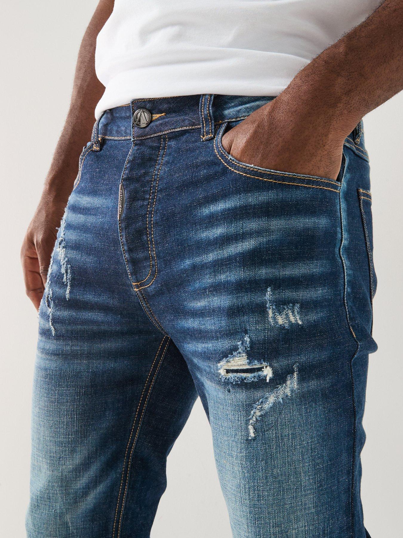 Image 4 of 6 of Alessandro Zavetti Artiglio Slim Fit Jeans - Dark Blue