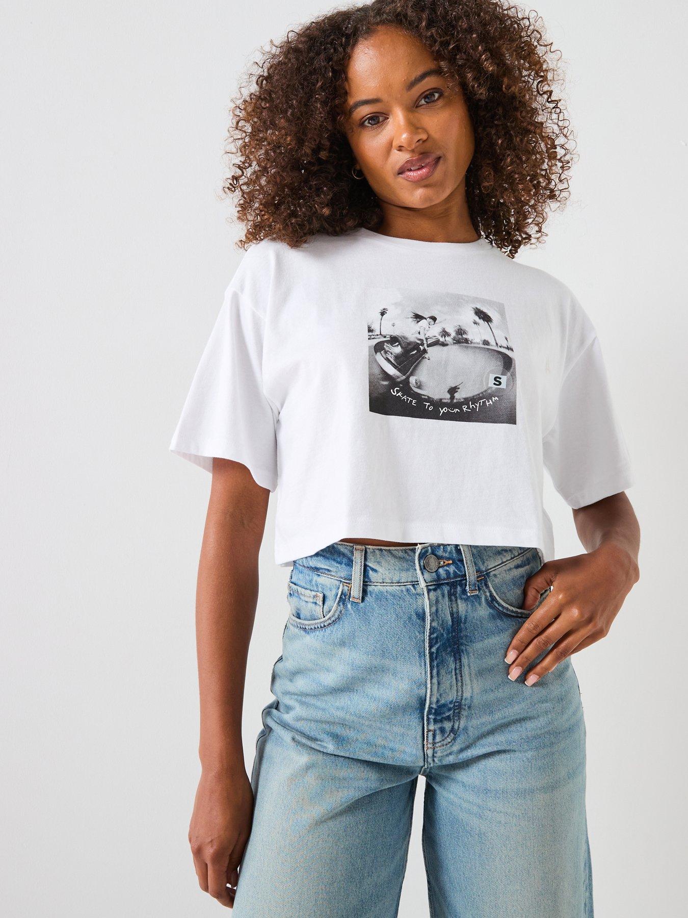 Vans Womens Rhythm Relaxed Crop Short Sleeve T-Shirt - White