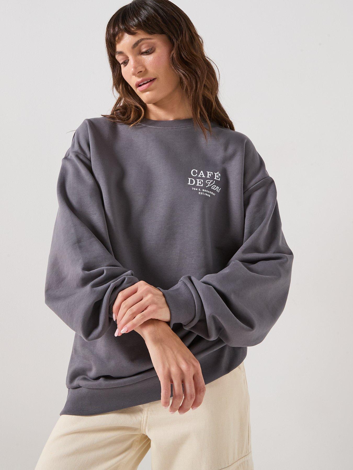 Image 2 of 6 of Vans Cafe Graphic Print Oversized Sweatshirt - Grey