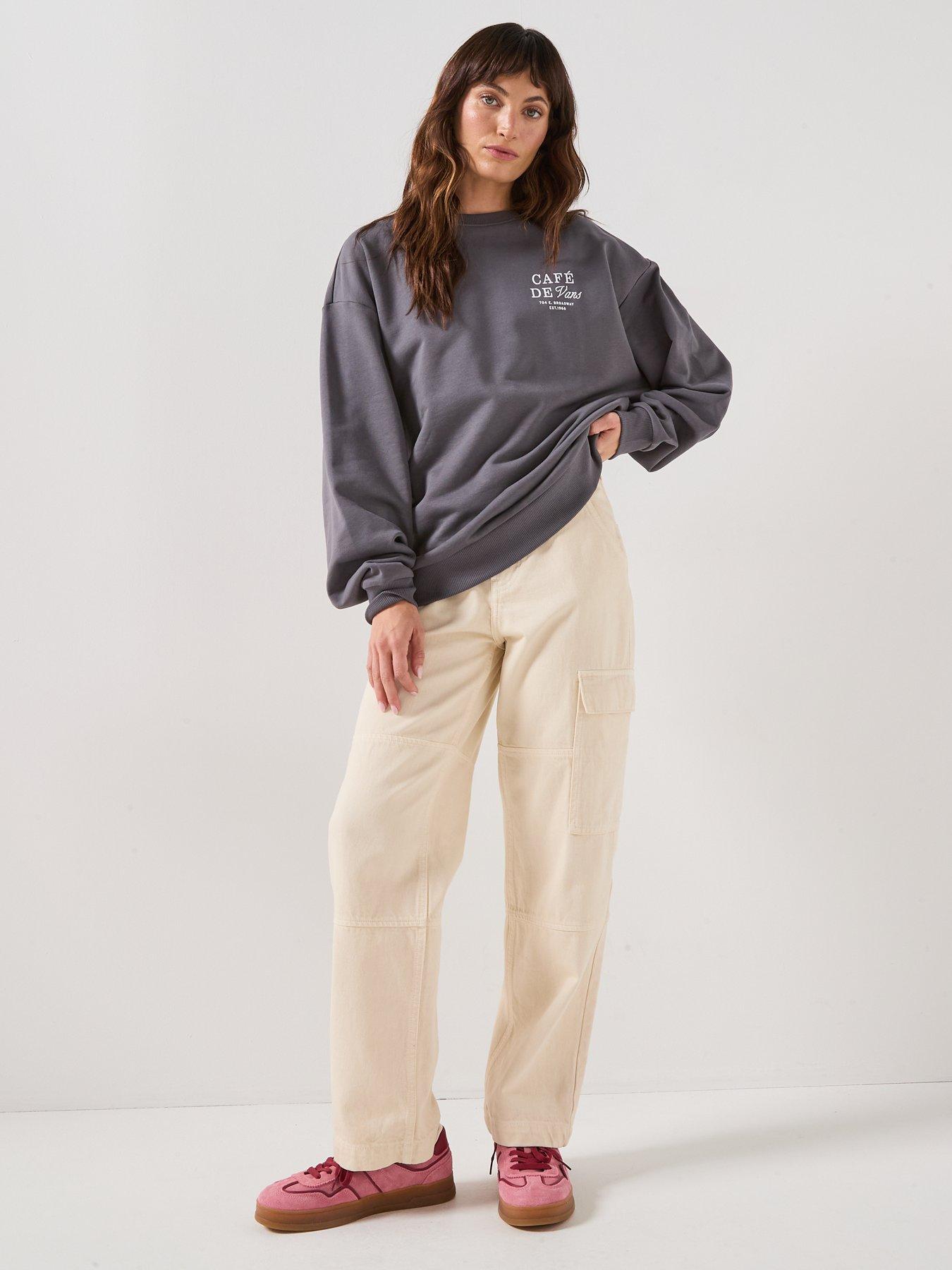 Image 3 of 6 of Vans Cafe Graphic Print Oversized Sweatshirt - Grey
