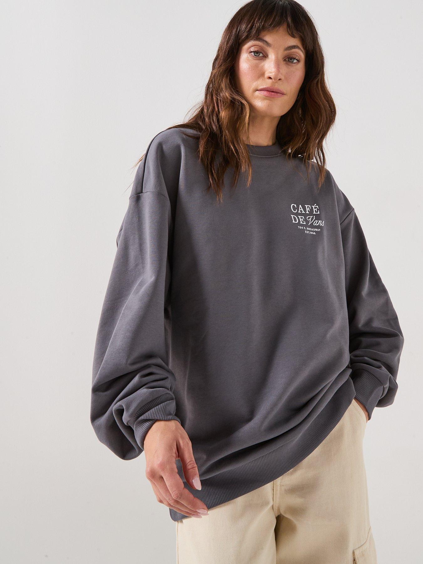 Image 5 of 6 of Vans Cafe Graphic Print Oversized Sweatshirt - Grey
