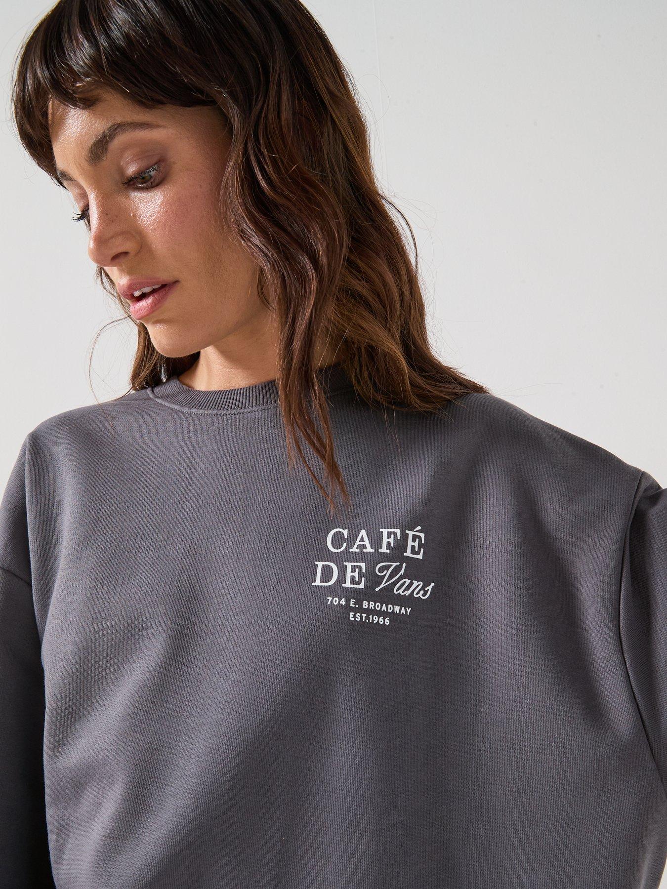 Image 6 of 6 of Vans Cafe Graphic Print Oversized Sweatshirt - Grey