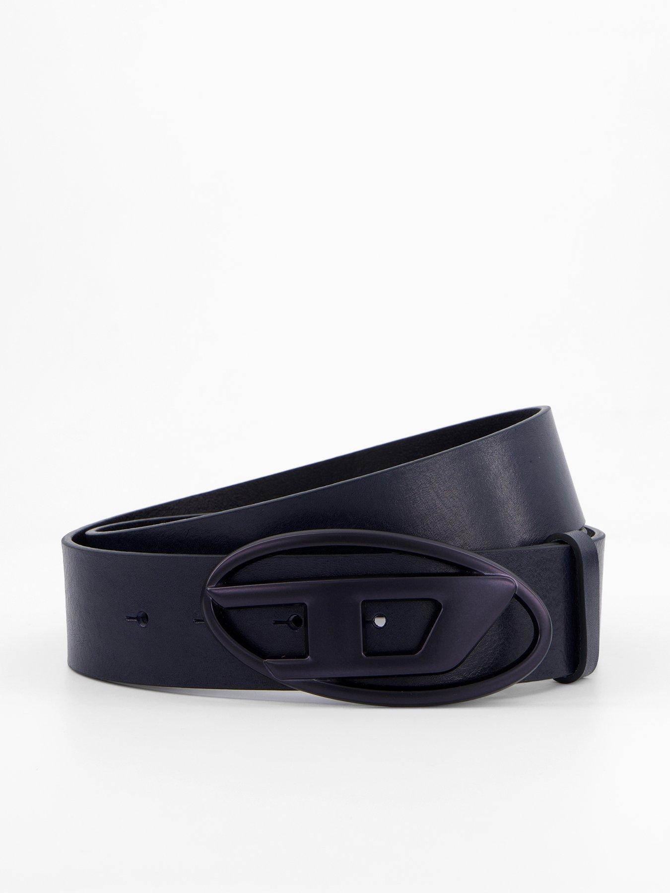 Diesel D Oval Leather Belt - Black