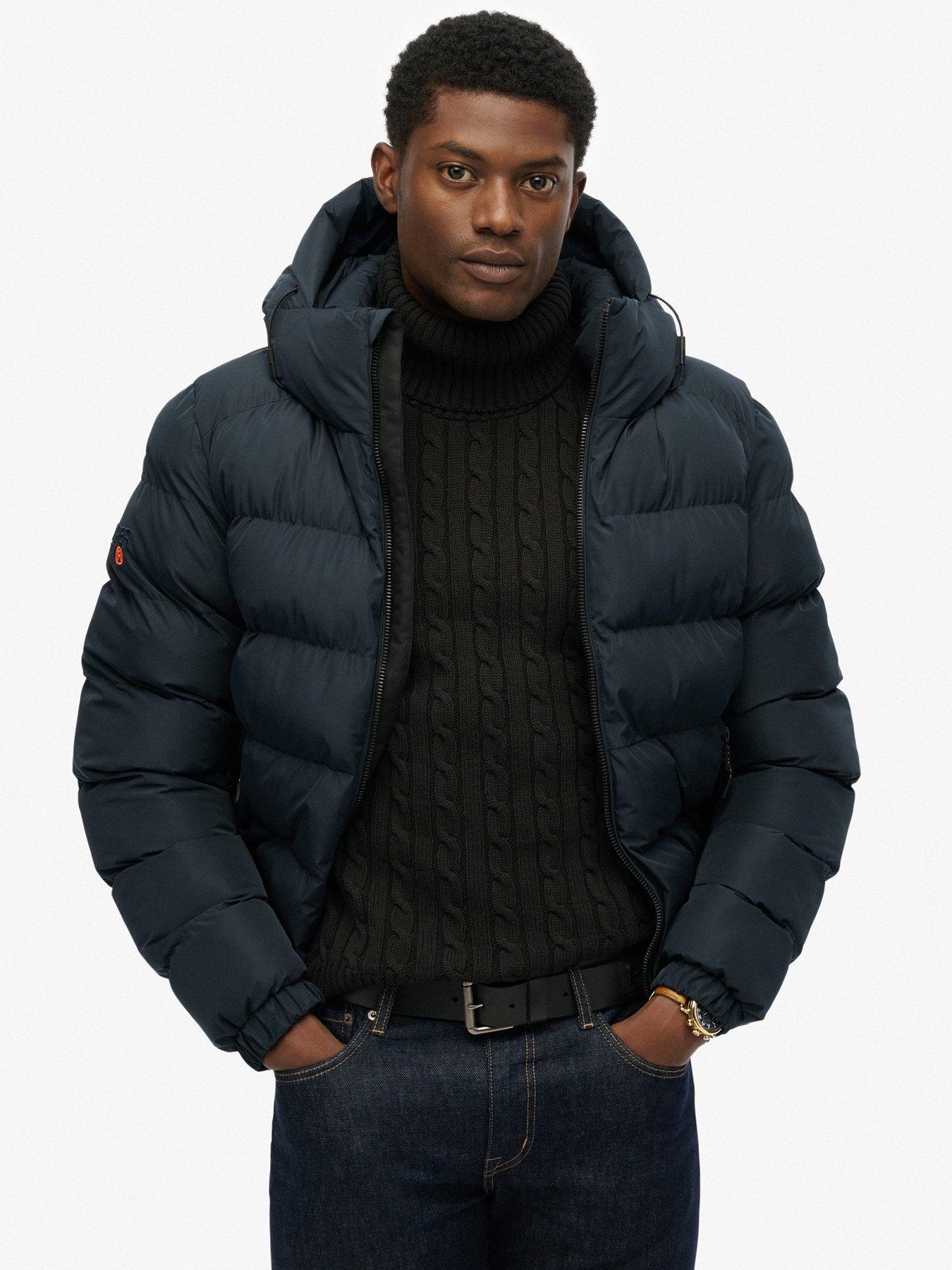 Superdry Hooded Sports Puffer Jacket - Navy