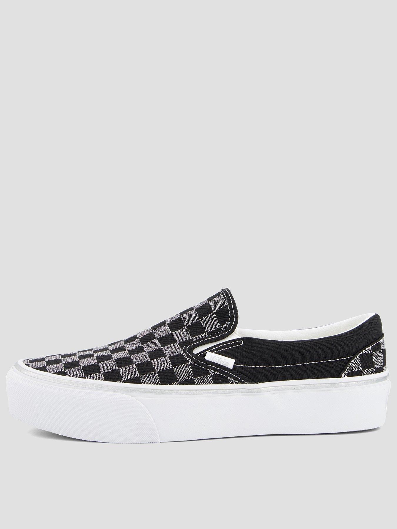 Vans Unisex Classic Slip-On Platform Plimsolls  - Metallic Checkerboard Black