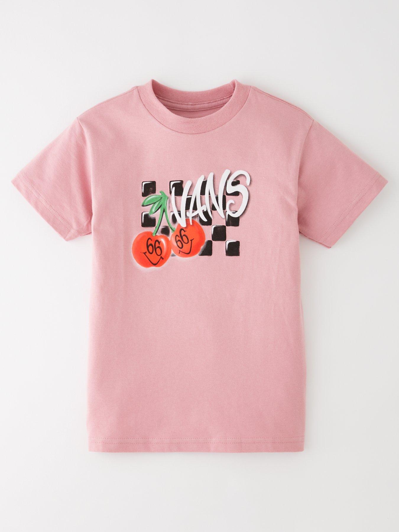 undefined Girls Infant Checker Cherries Short Sleeve T-Shirt - Pink