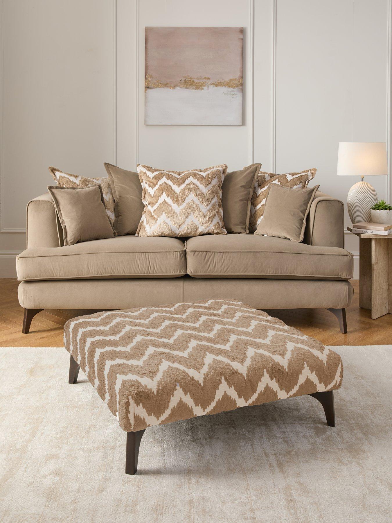 undefined Mayfair 3 Seater Fabric Sofa With Patterned Footstool - Made to Order in the UK