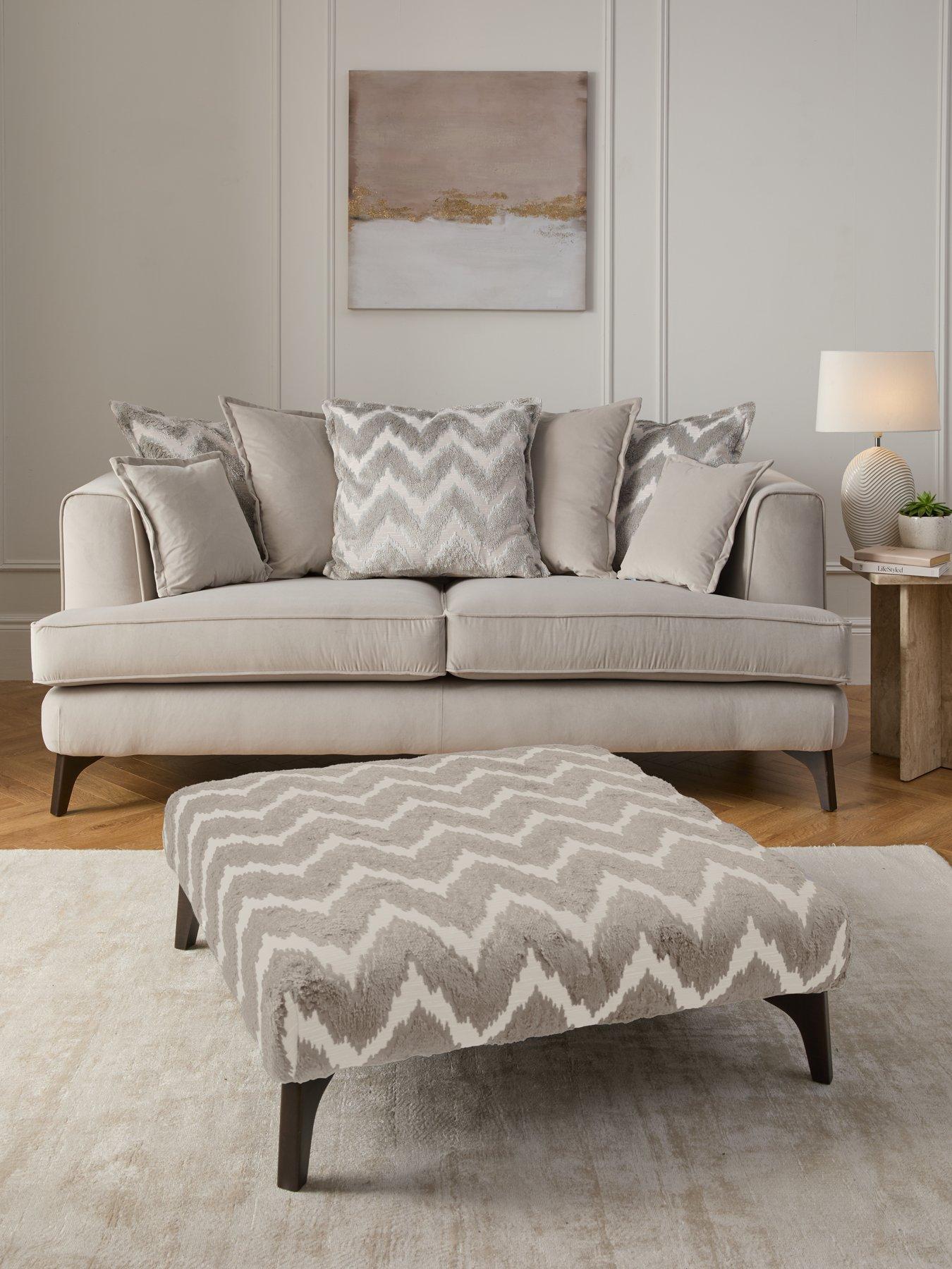 The Very Collection Mayfair 3 Seater Fabric Sofa With Patterned Footstool - Made to Order in the UK - FSC® Certified