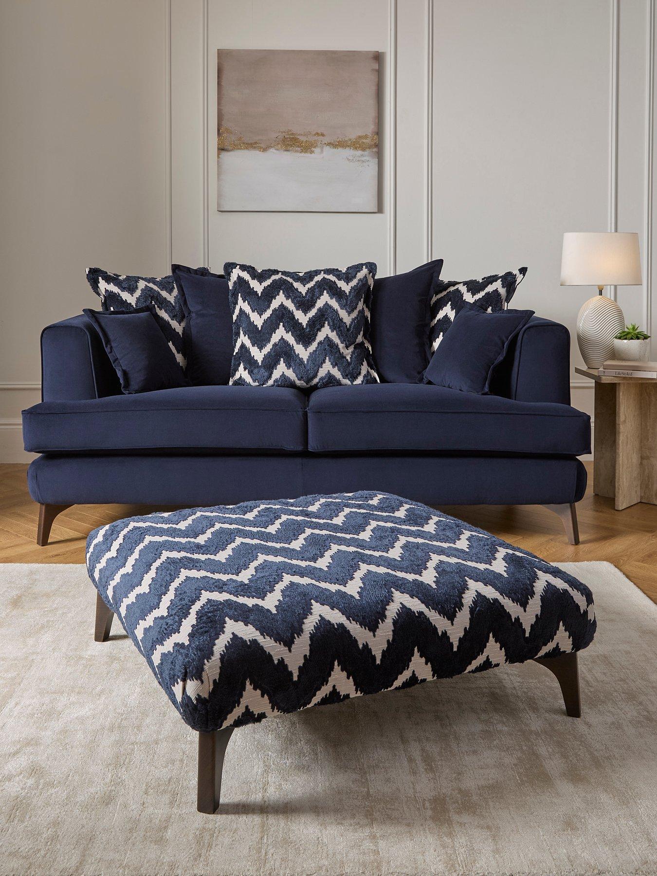 The Very Collection Mayfair 3 Seater Fabric Sofa With Patterned Footstool - Made to Order in the UK - FSC® Certified