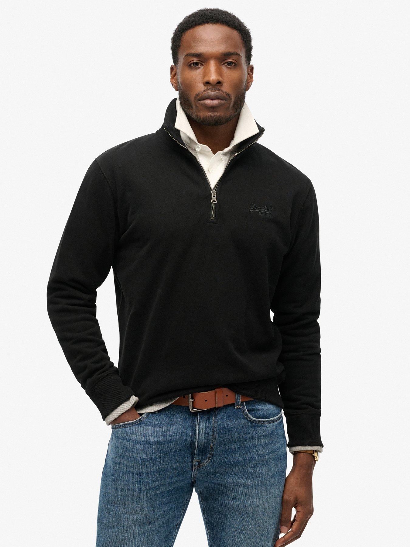 Image 1 of 5 of Superdry Essential Logo Henley Hoodie - Black
