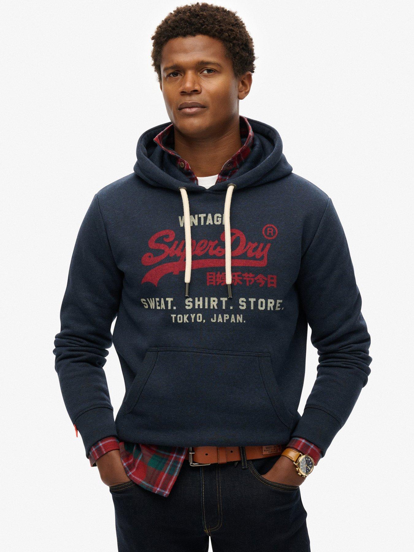 Image 1 of 5 of Superdry Vintage Heritage Relaxed Hoodie - Navy