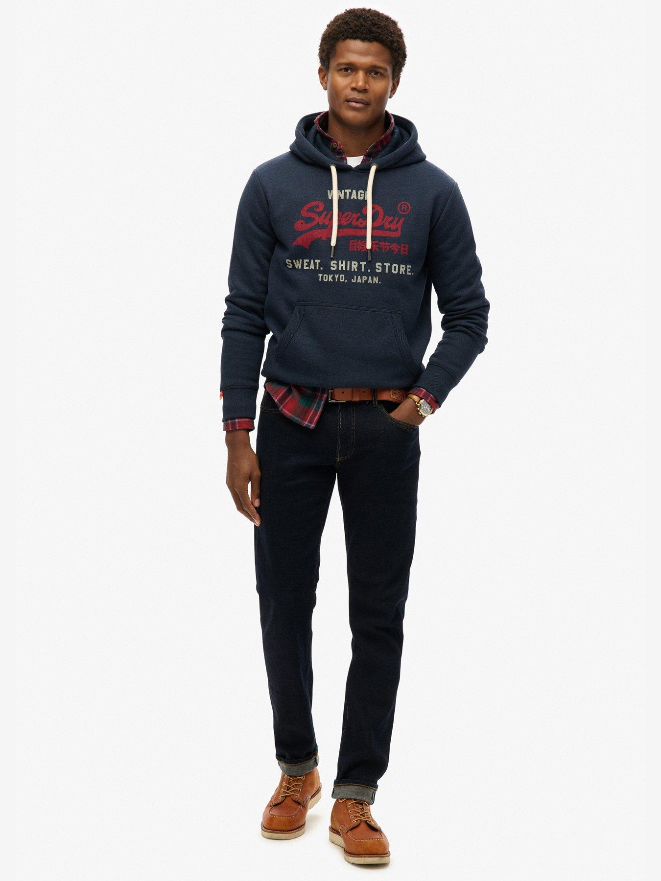 Image 2 of 5 of Superdry Vintage Heritage Relaxed Hoodie - Navy