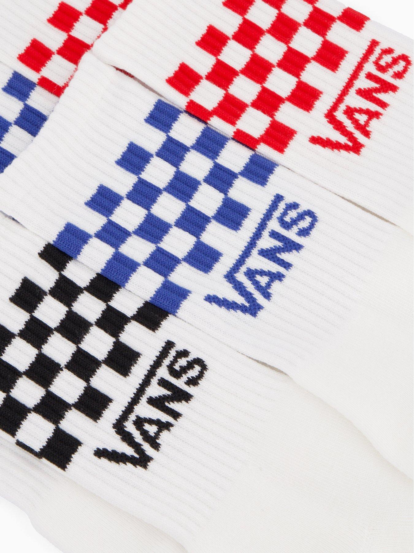 Image 3 of 3 of Vans Junior Classic Check Crew Socks - White