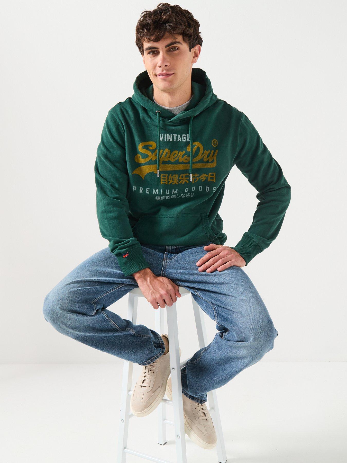  image of superdry-vintage-duo-classic-hoodie-green