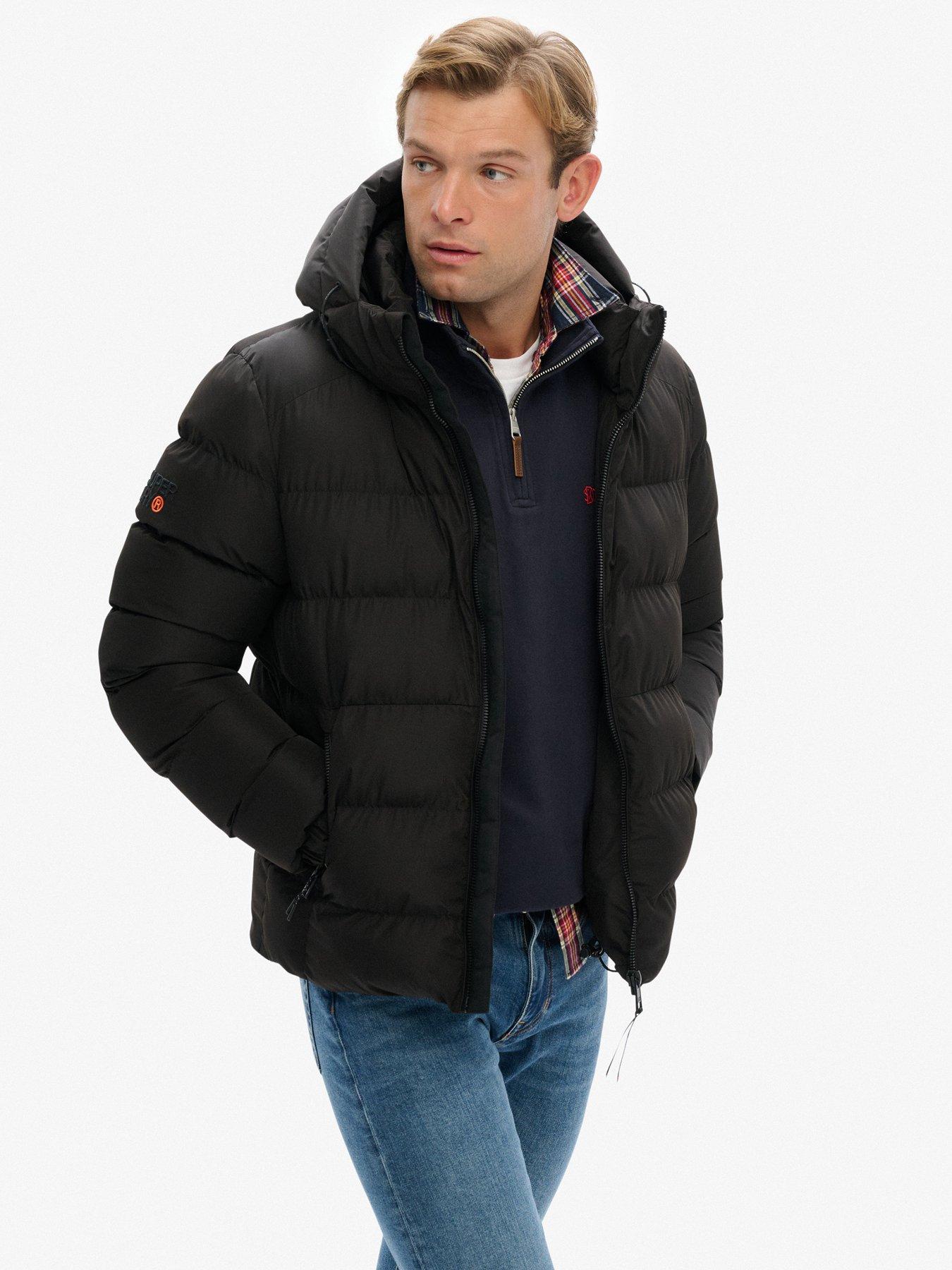 Image 2 of 6 of Superdry Hooded Sports Puffer Jacket - Black