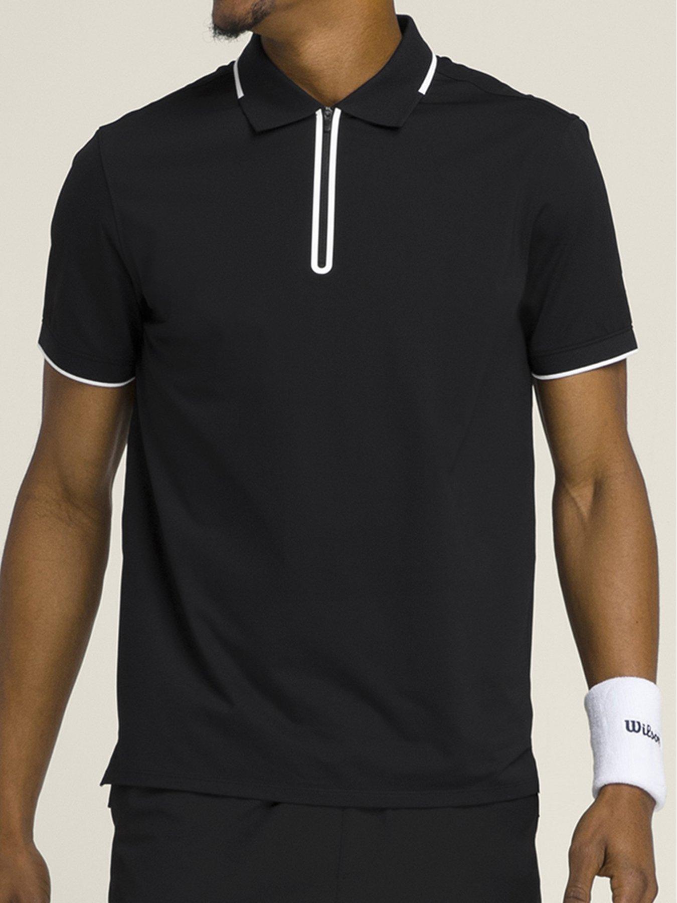 undefined Mens Tennis Advantage Zip Polo Shirt - Black