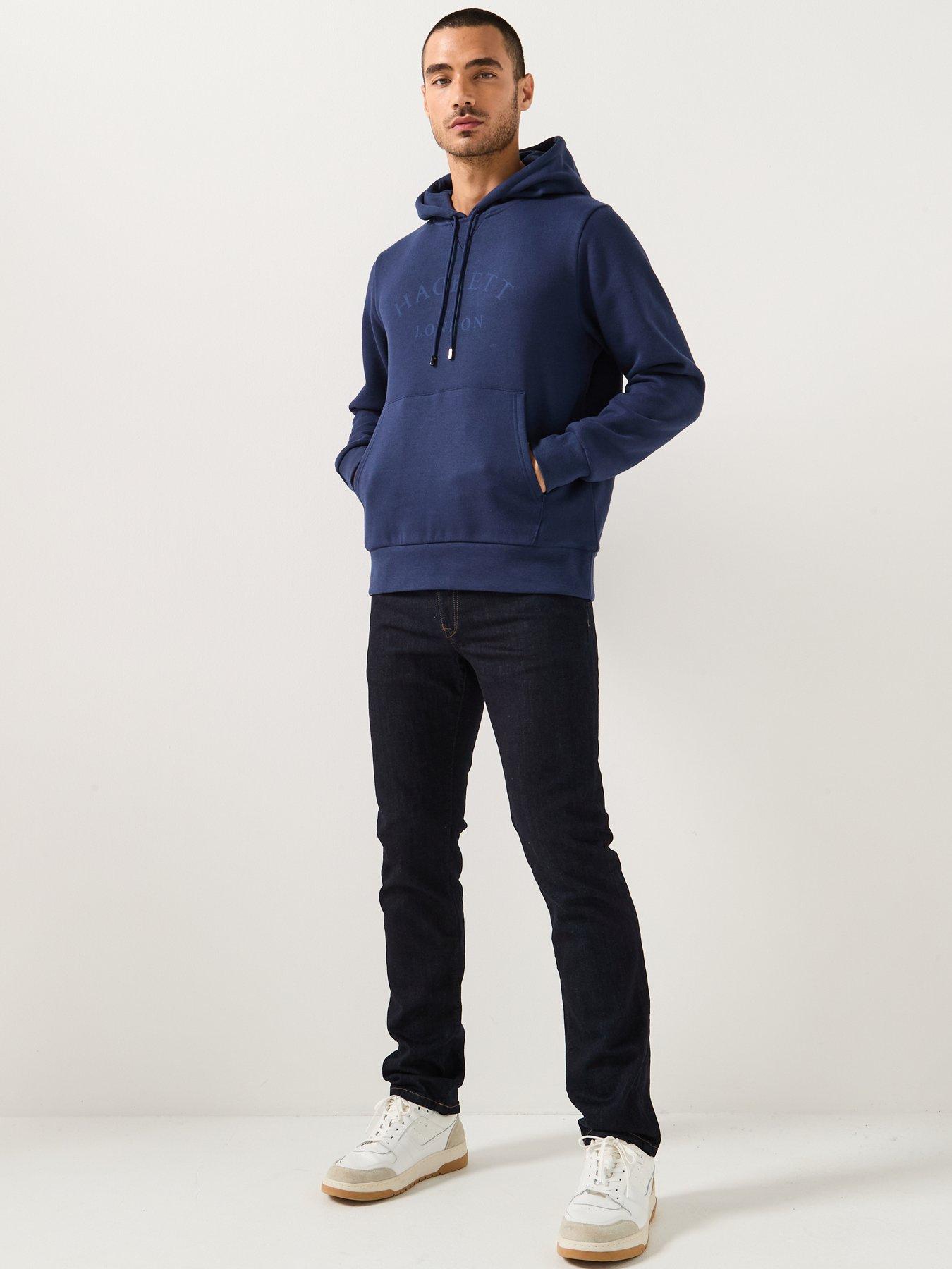  image of hackett-heritage-essential-arch-logo-overhead-hoodie-navy