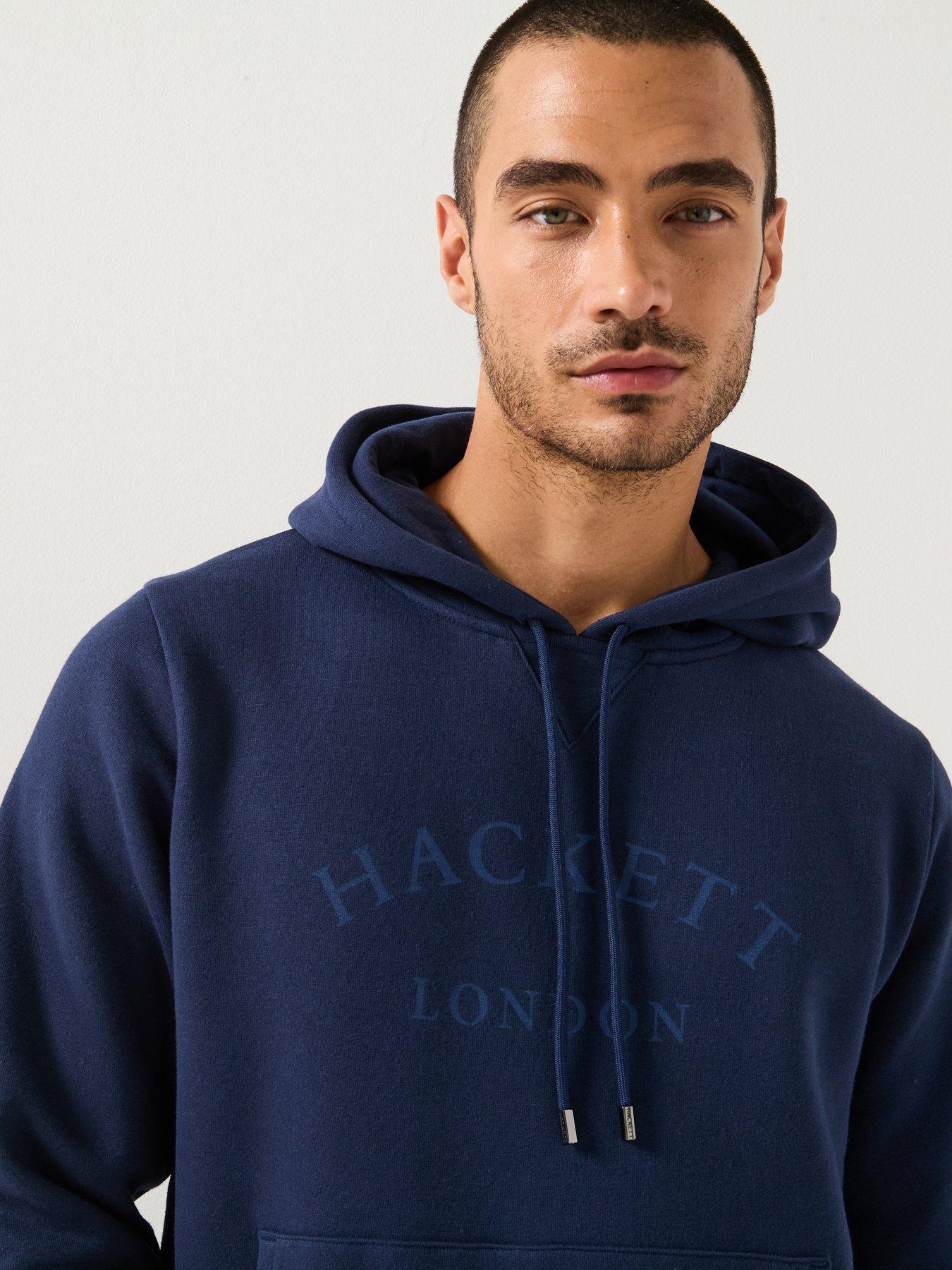  image of hackett-heritage-essential-arch-logo-overhead-hoodie-navy