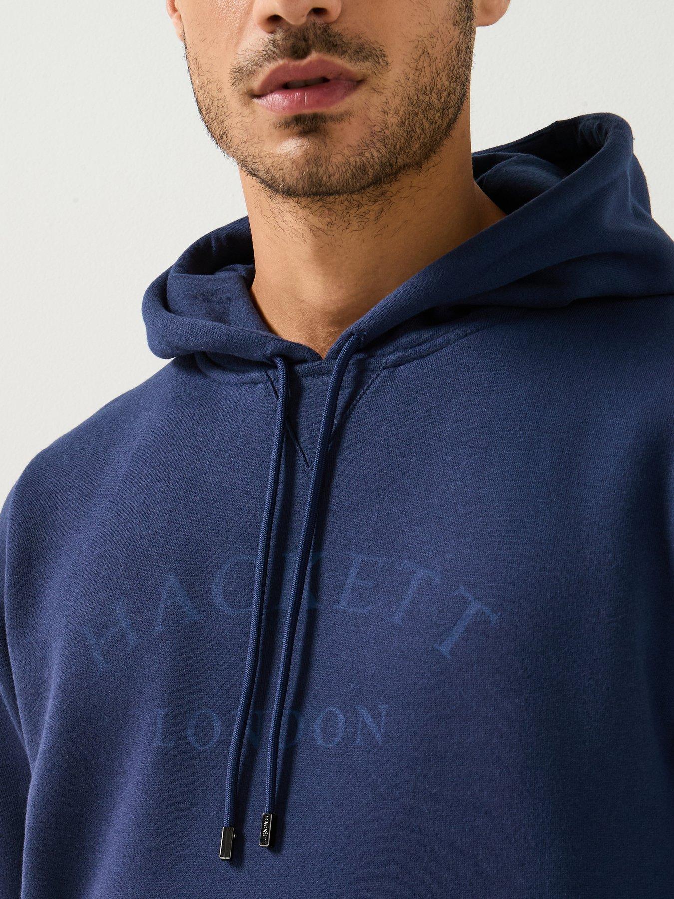  image of hackett-heritage-essential-arch-logo-overhead-hoodie-navy