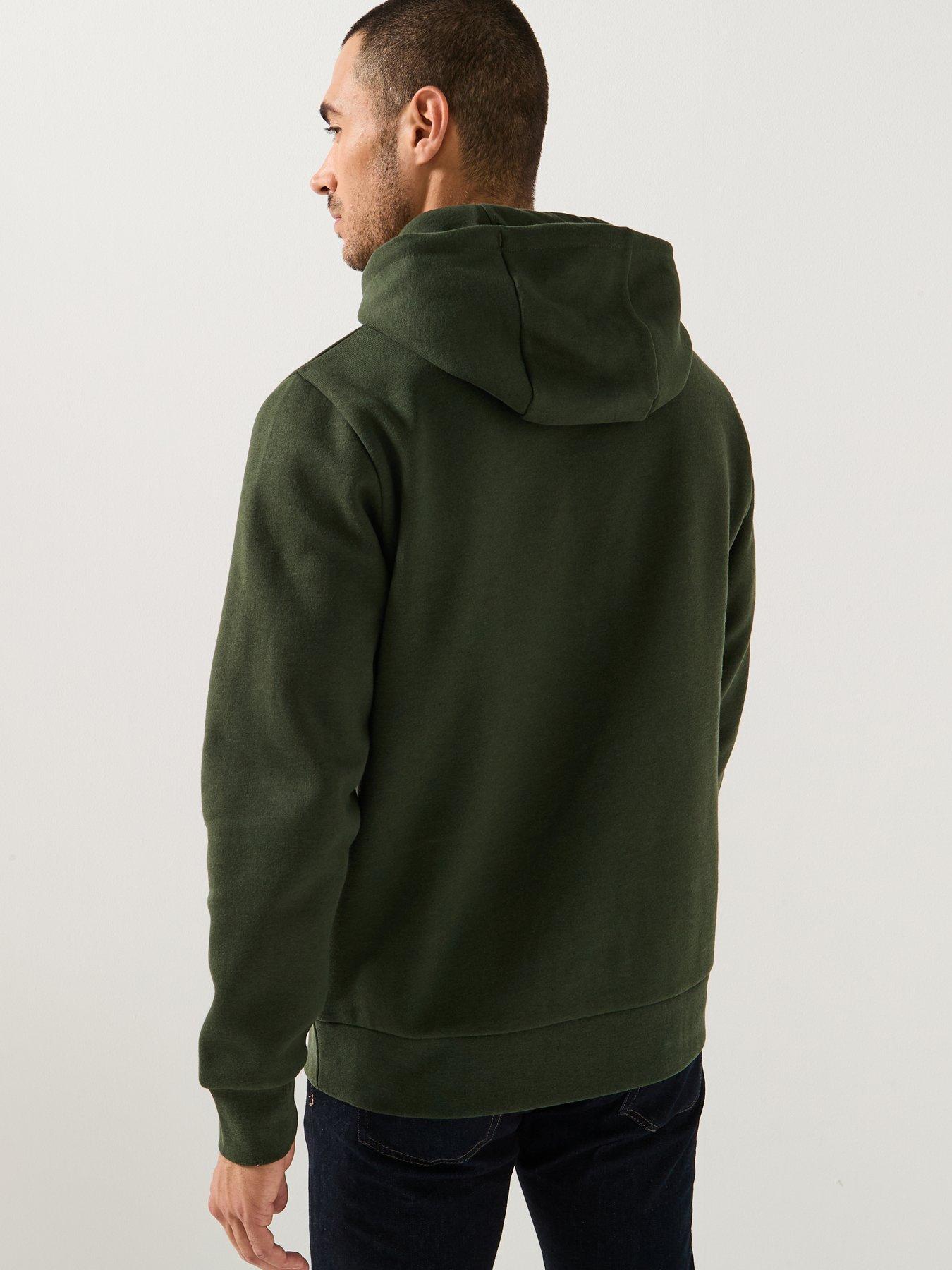 stillFront image of hackett-heritage-essential-arch-logo-overhead-hoodie-green