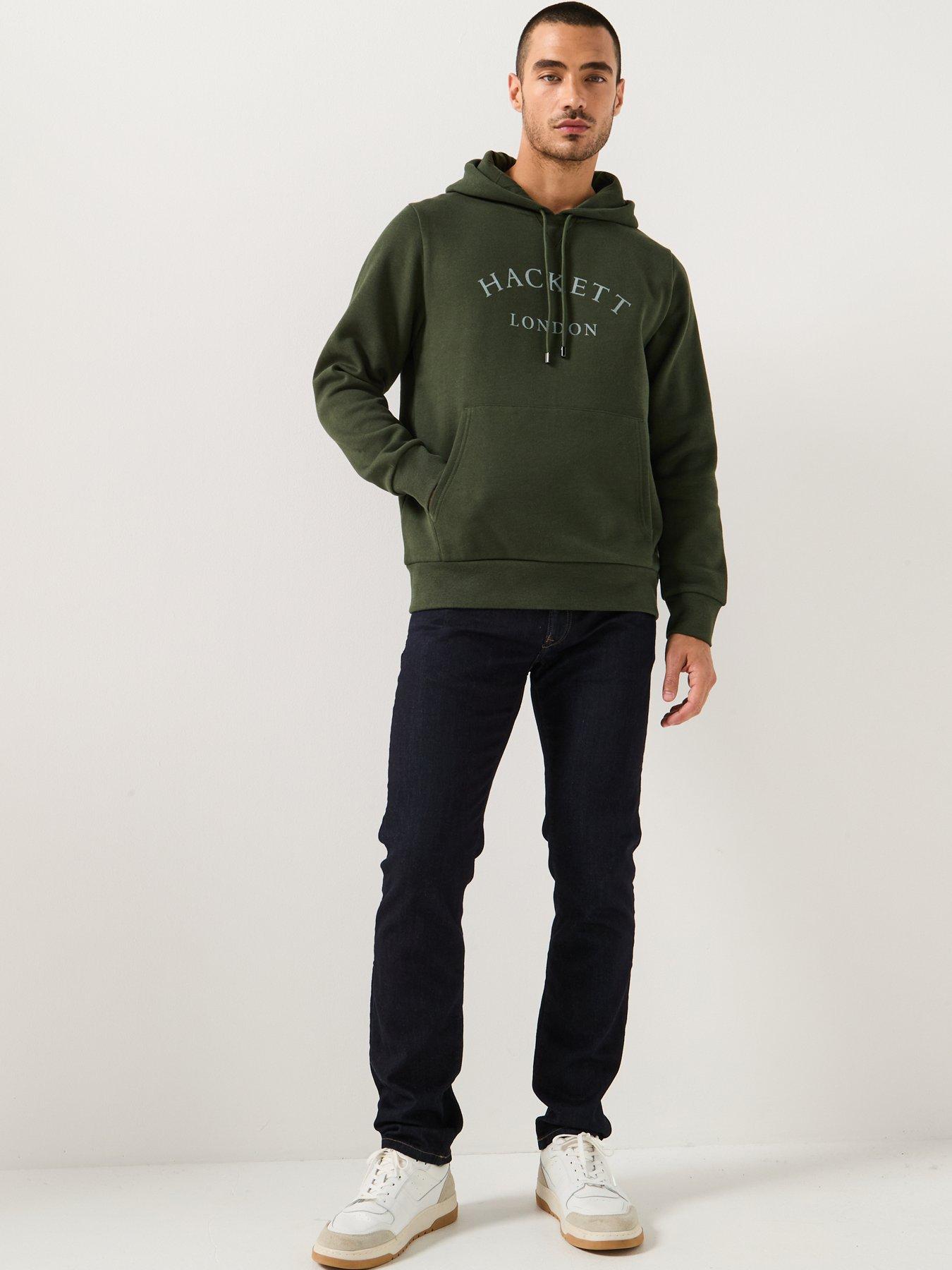  image of hackett-heritage-essential-arch-logo-overhead-hoodie-green