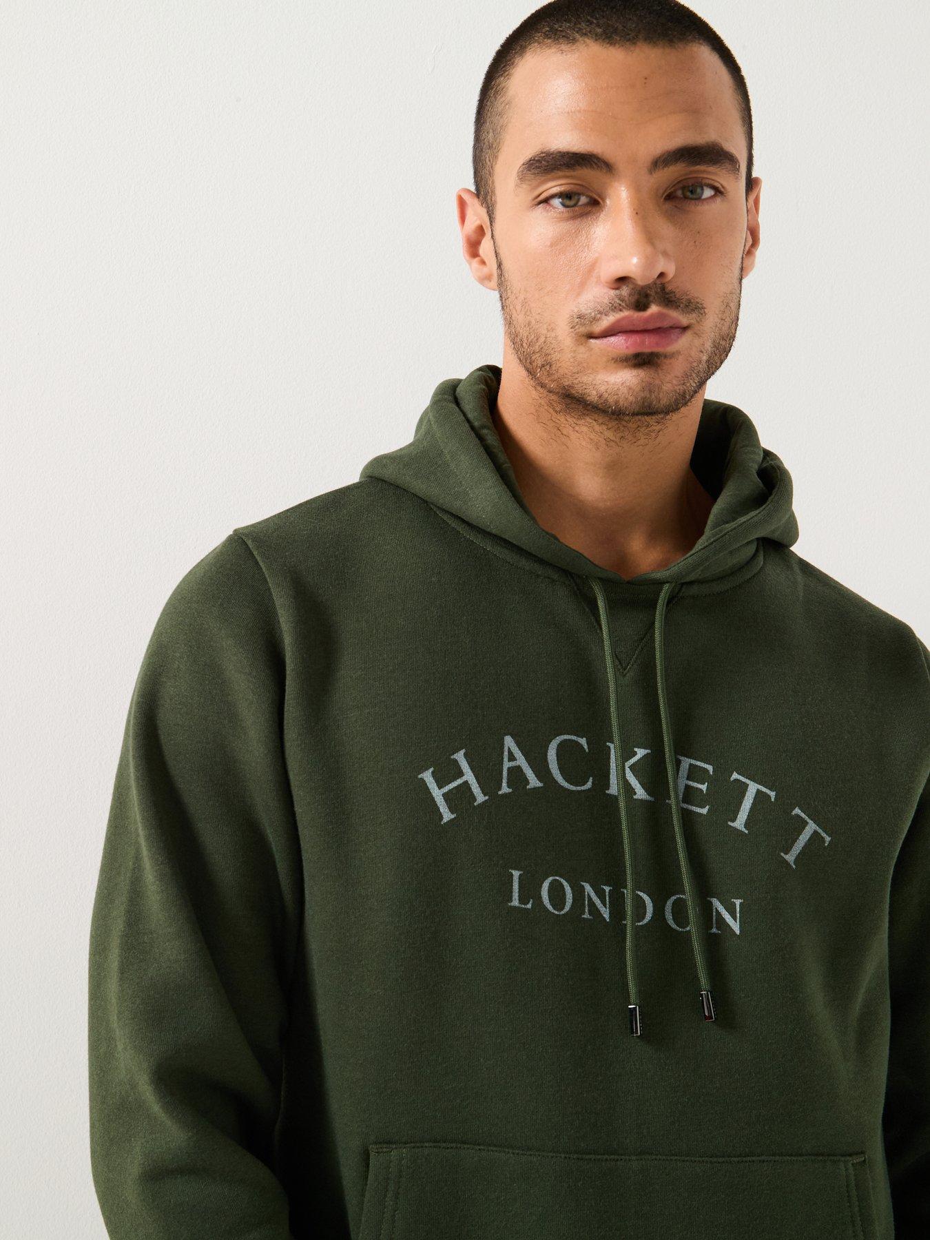  image of hackett-heritage-essential-arch-logo-overhead-hoodie-green