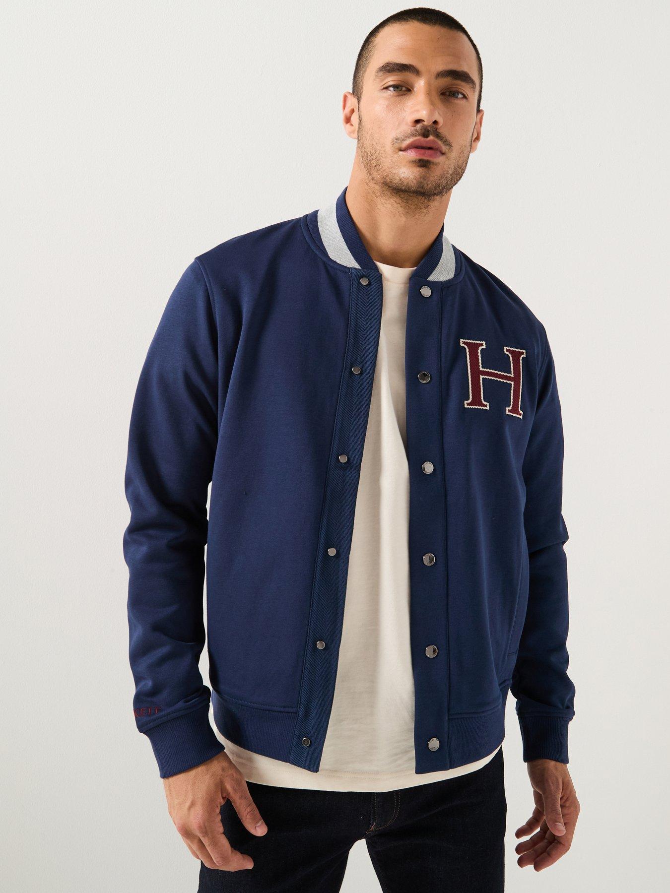 Hackett Heritage H Logo Varsity Bomber Jacket - Navy