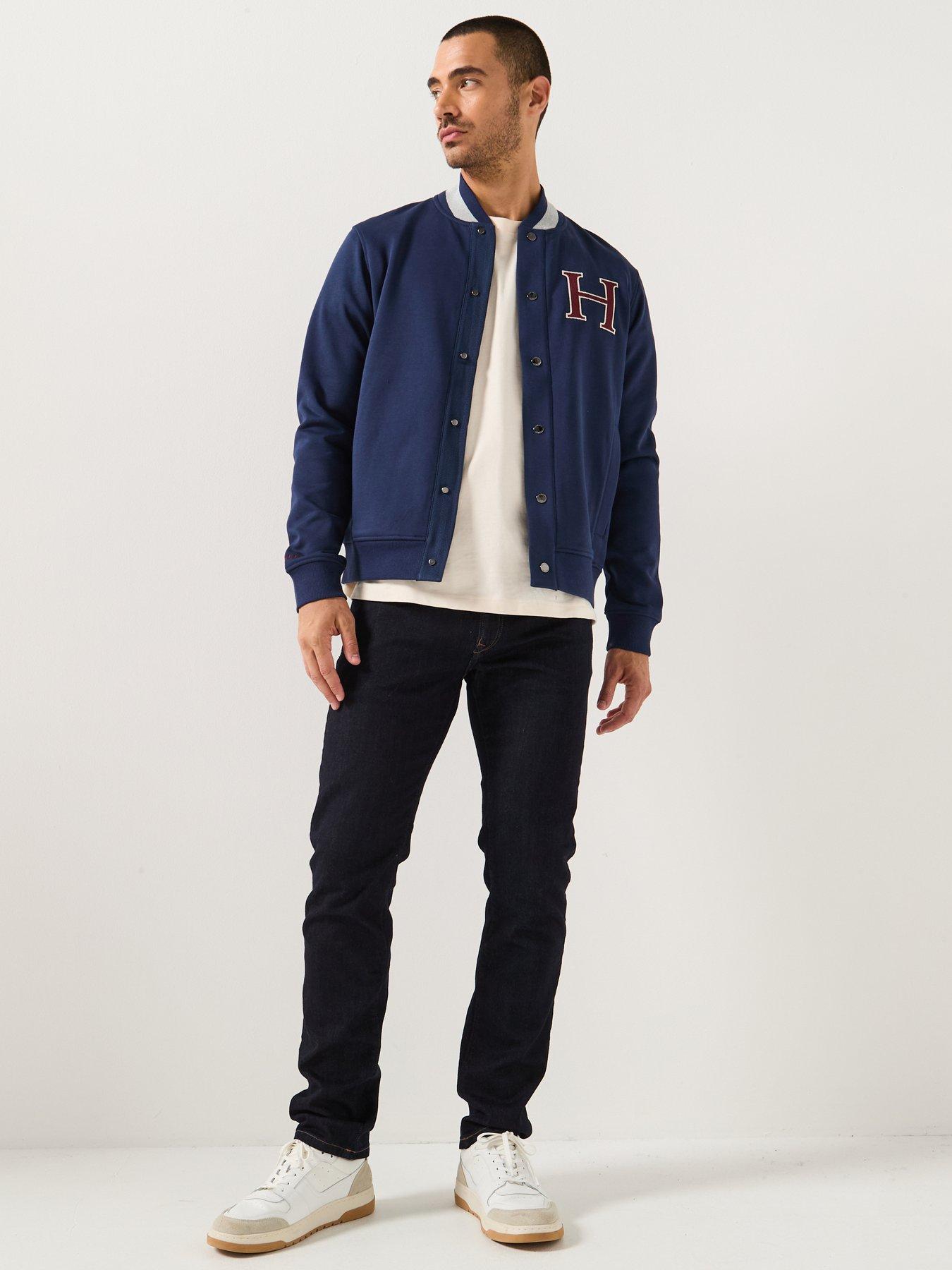 Image 3 of 6 of Hackett Heritage H Logo Varsity Bomber Jacket - Navy
