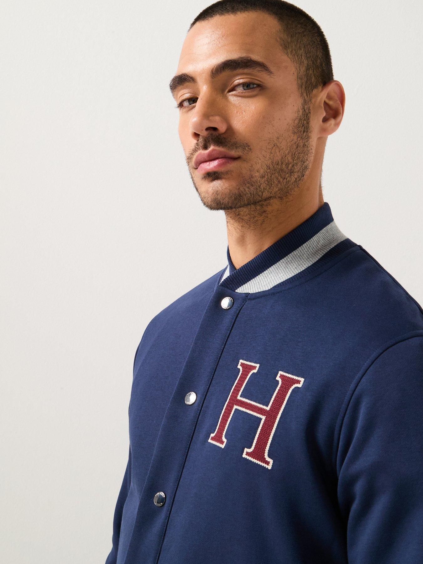 Image 4 of 6 of Hackett Heritage H Logo Varsity Bomber Jacket - Navy
