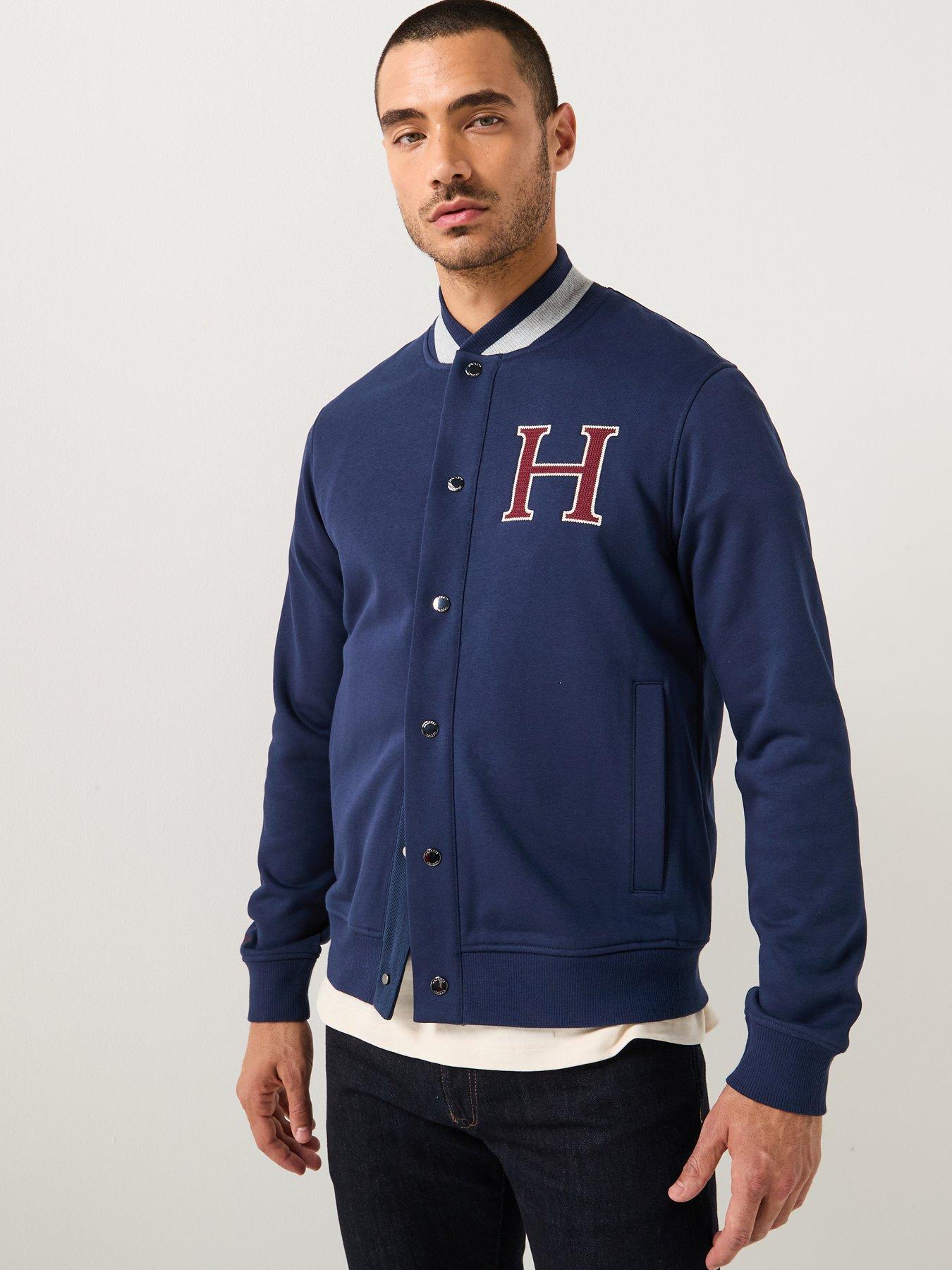 Image 5 of 6 of Hackett Heritage H Logo Varsity Bomber Jacket - Navy