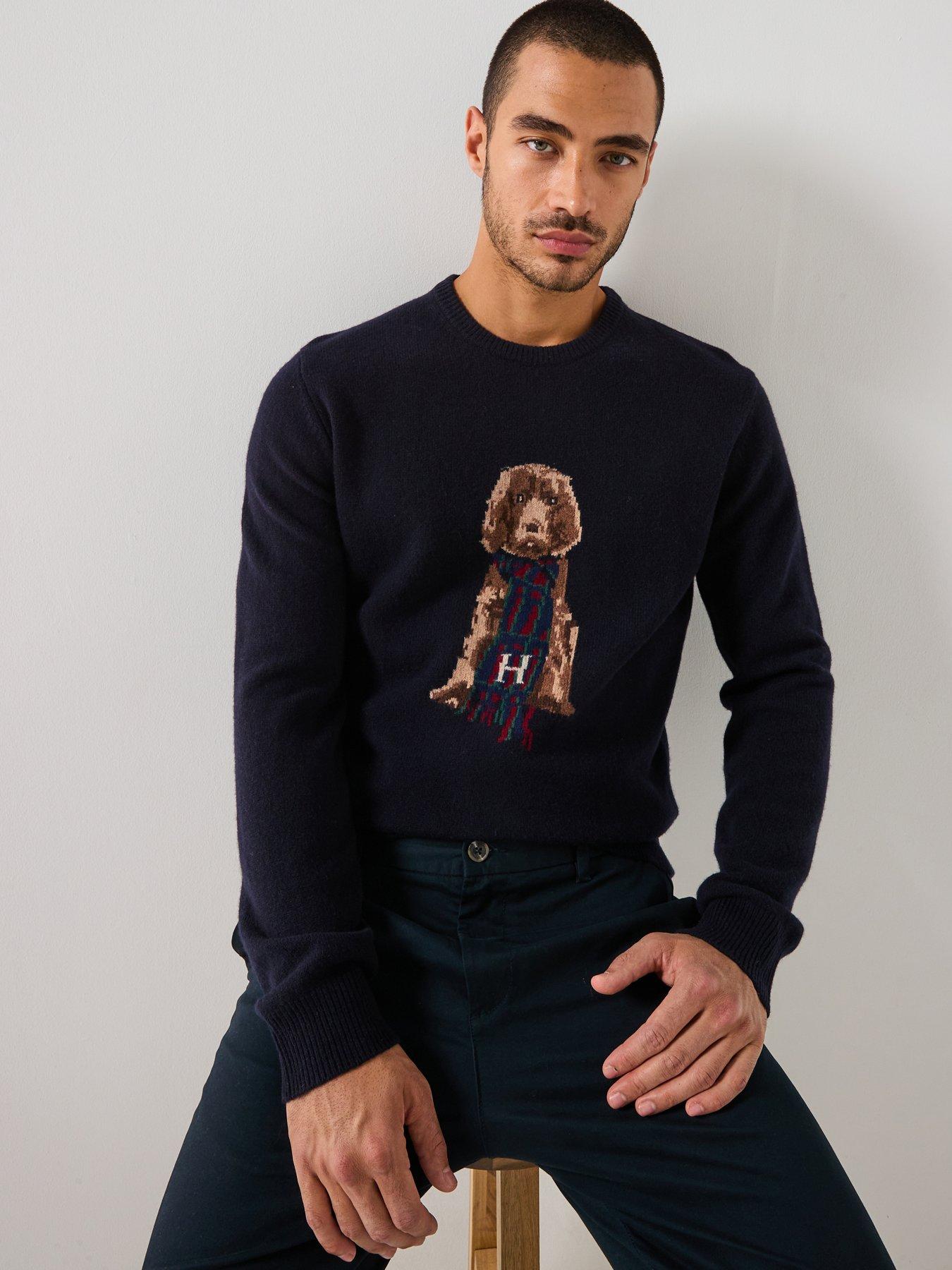 Hackett Heritage Harry Dog Crew Knitted Jumper - Navy
