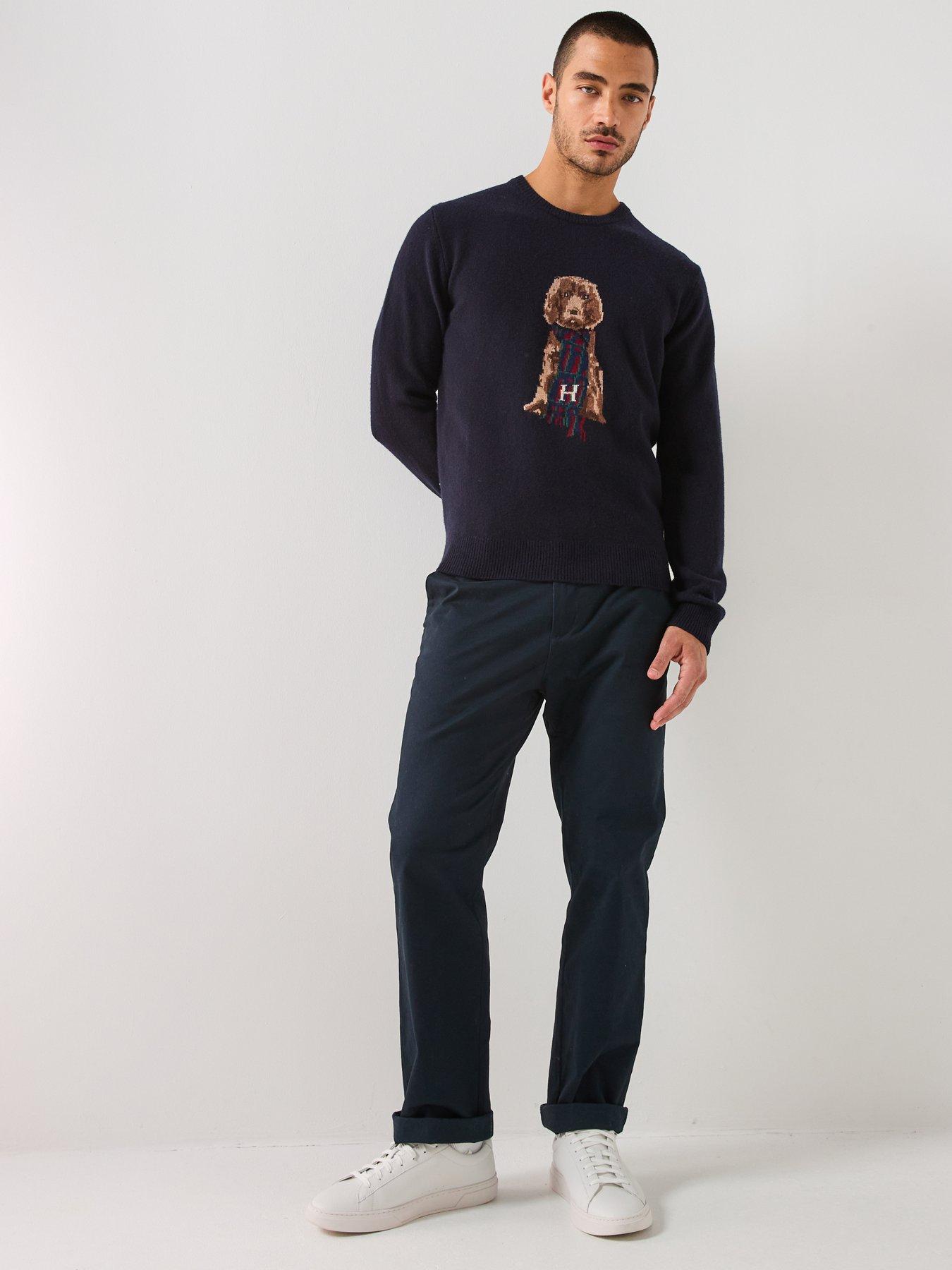  image of hackett-heritage-harry-dog-crew-knitted-jumper-navy