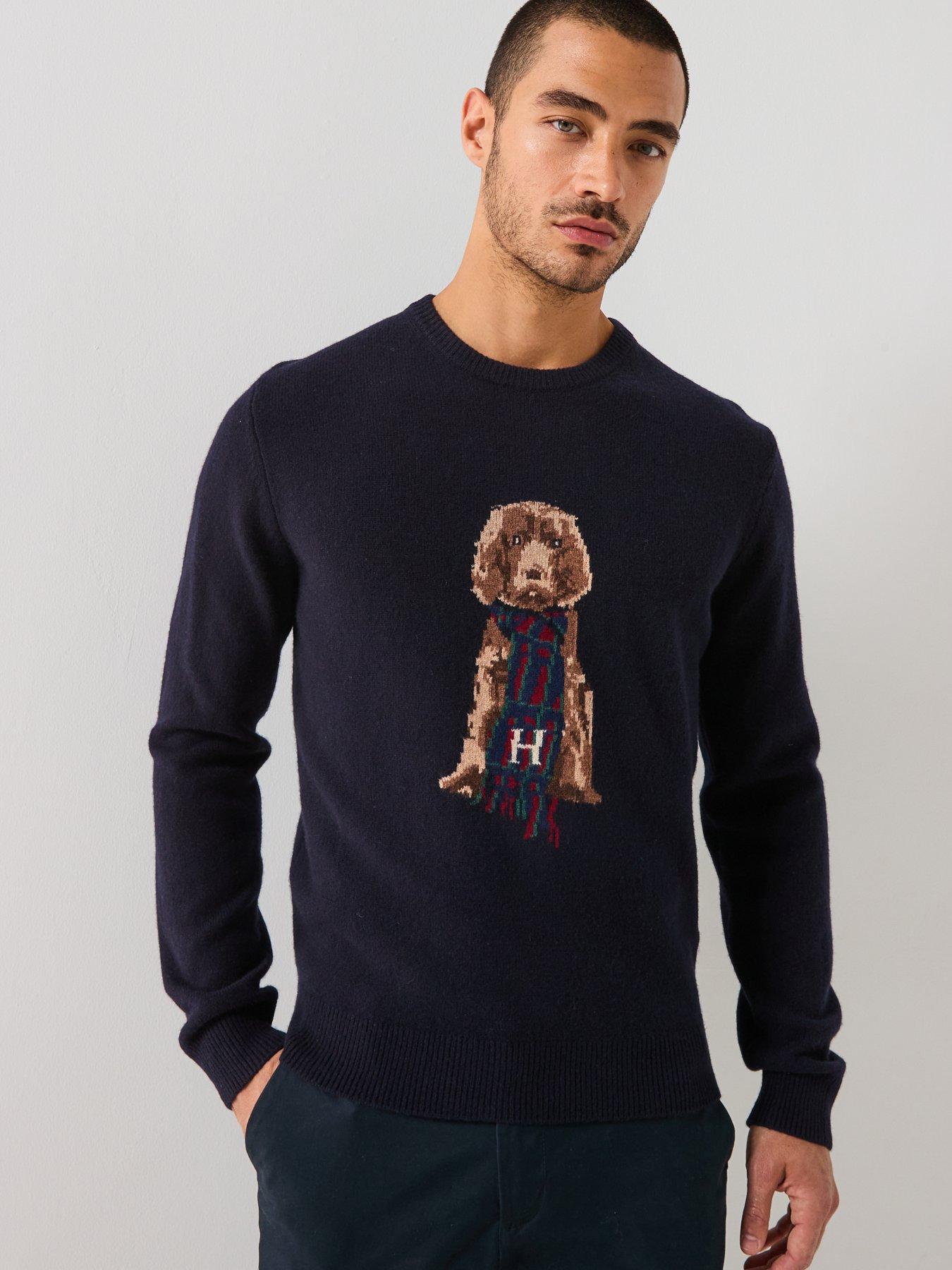  image of hackett-heritage-harry-dog-crew-knitted-jumper-navy