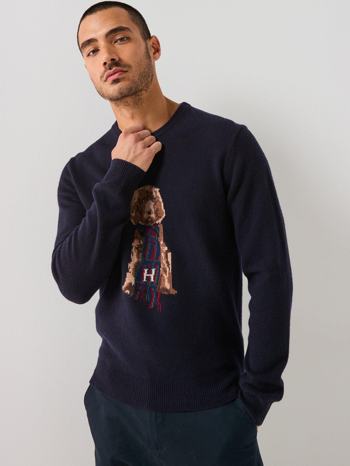  image of hackett-heritage-harry-dog-crew-knitted-jumper-navy