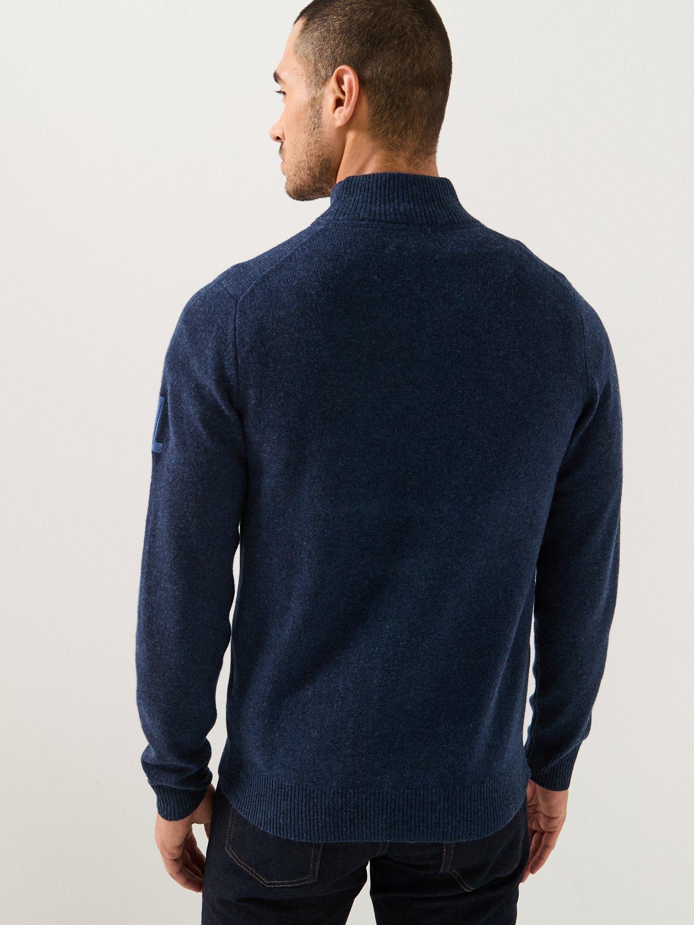  image of hackett-heritage-no1-half-zip-knitted-jumper-navy