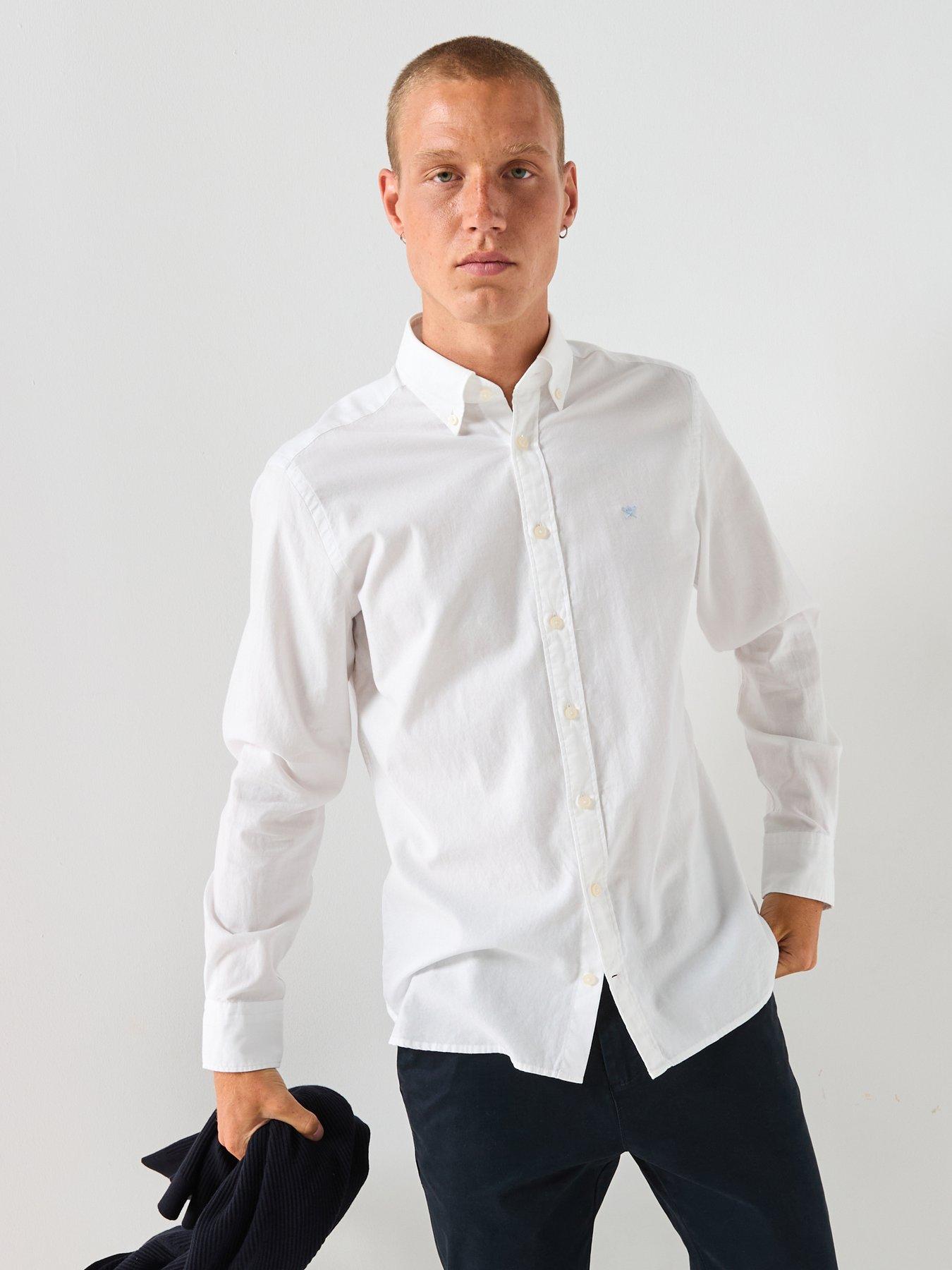 Hackett Garment Dye Oxford Shirt - Plain White
