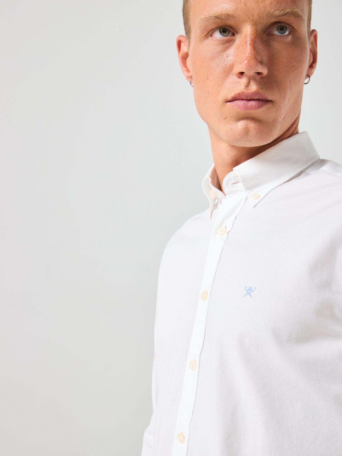 Image 4 of 6 of Hackett Garment Dye Oxford Shirt - Plain White