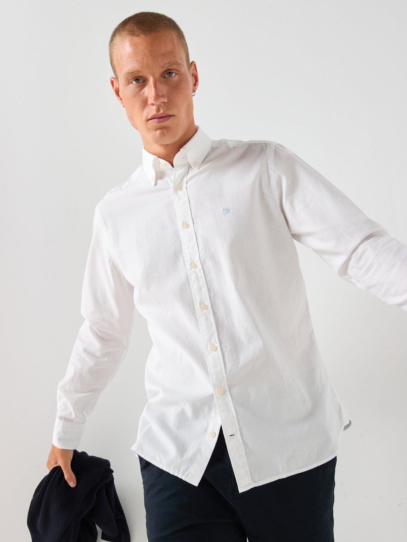 Image 6 of 6 of Hackett Garment Dye Oxford Shirt - Plain White