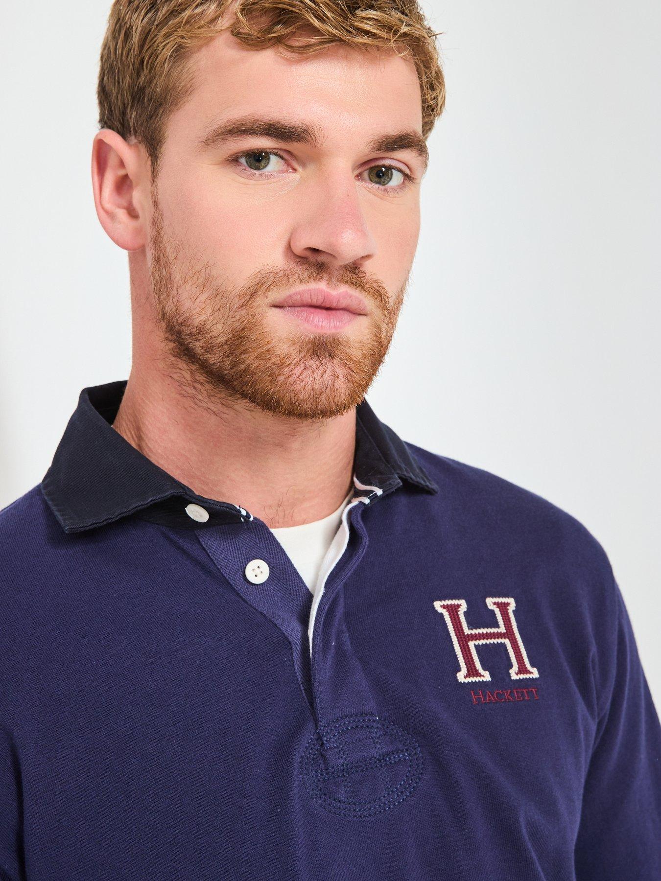 Image 4 of 6 of Hackett Heritage H Rugby Long Sleeve Polo Shirt - Navy
