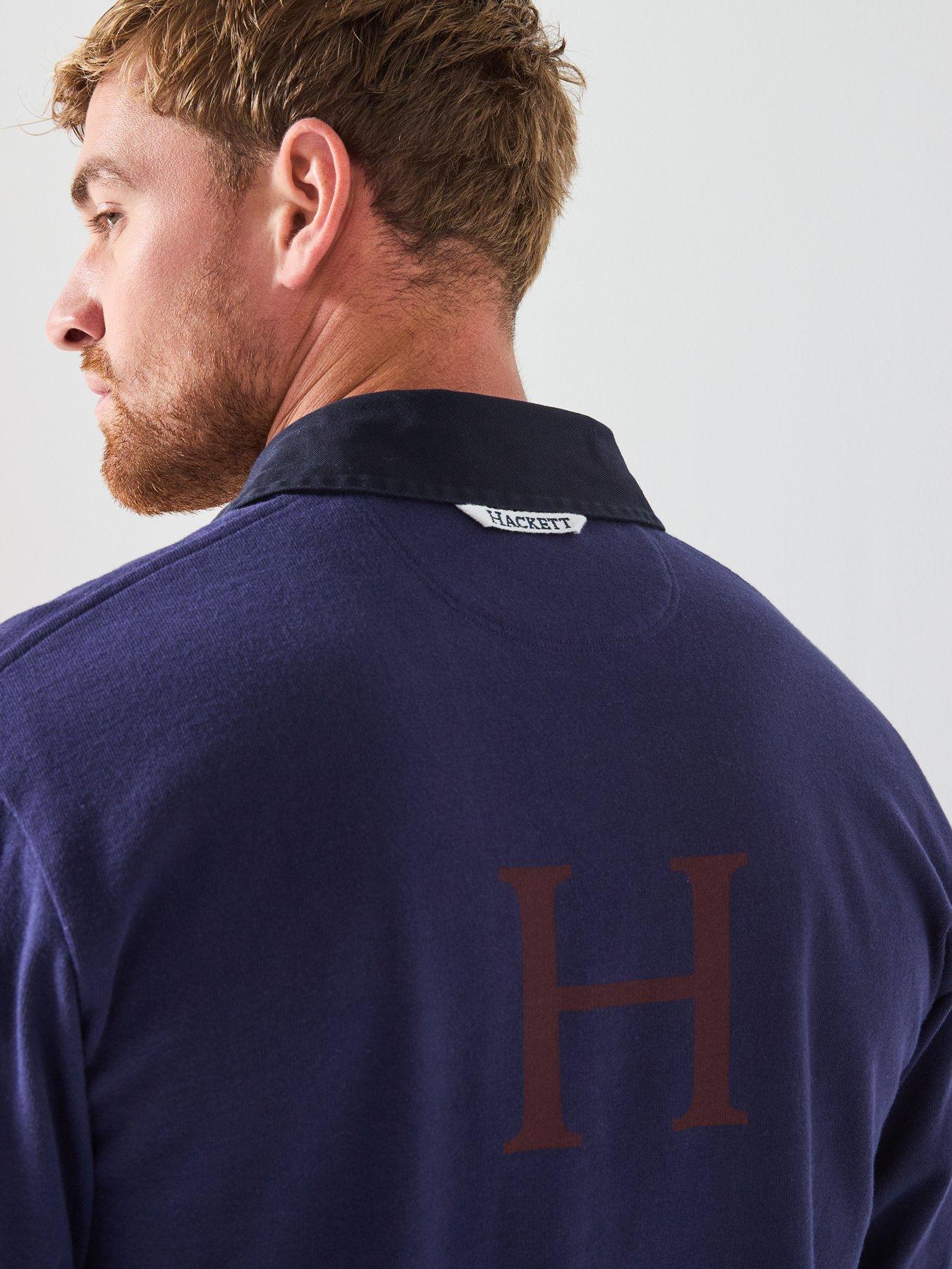 Image 5 of 6 of Hackett Heritage H Rugby Long Sleeve Polo Shirt - Navy