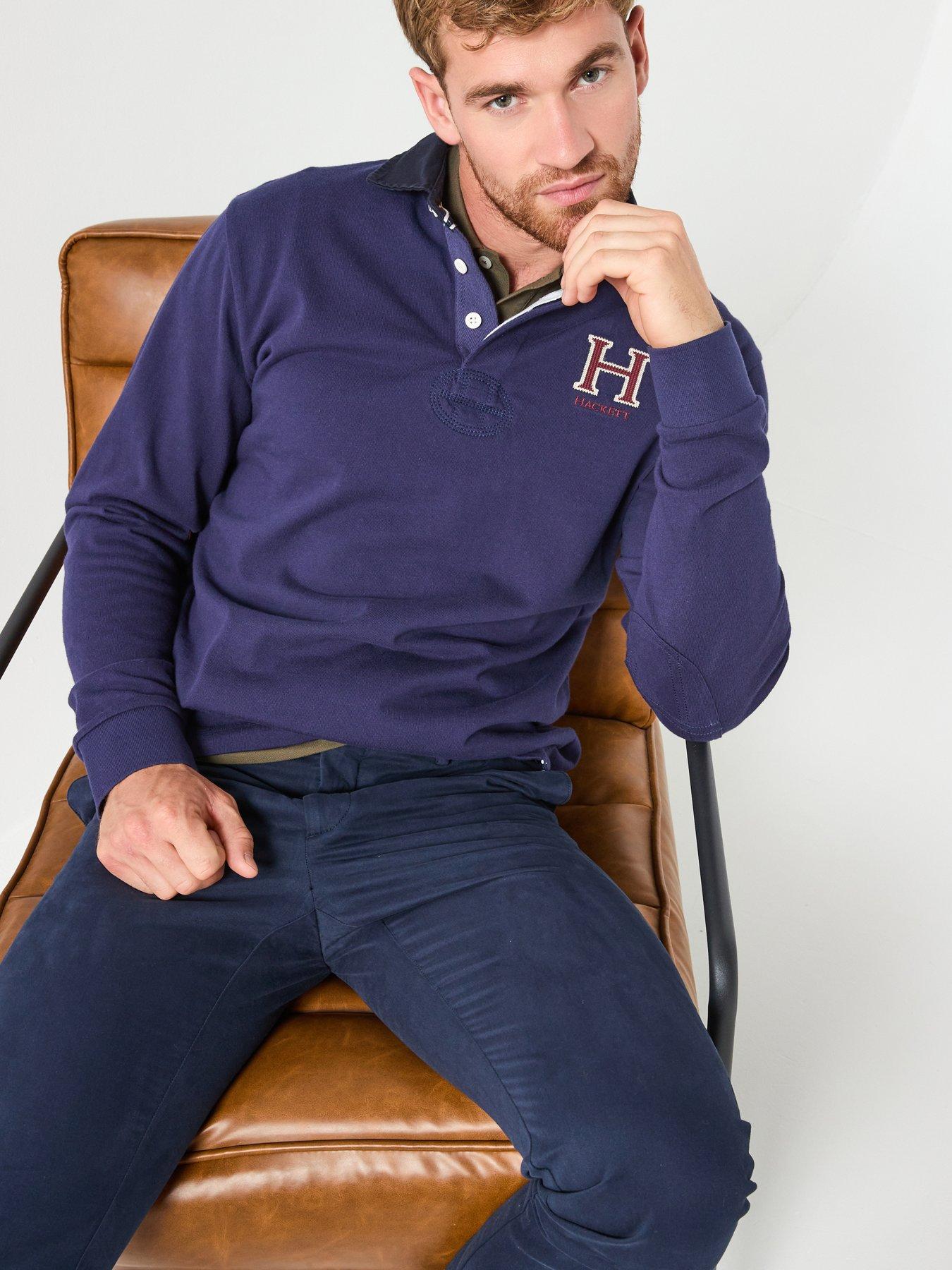Image 6 of 6 of Hackett Heritage H Rugby Long Sleeve Polo Shirt - Navy